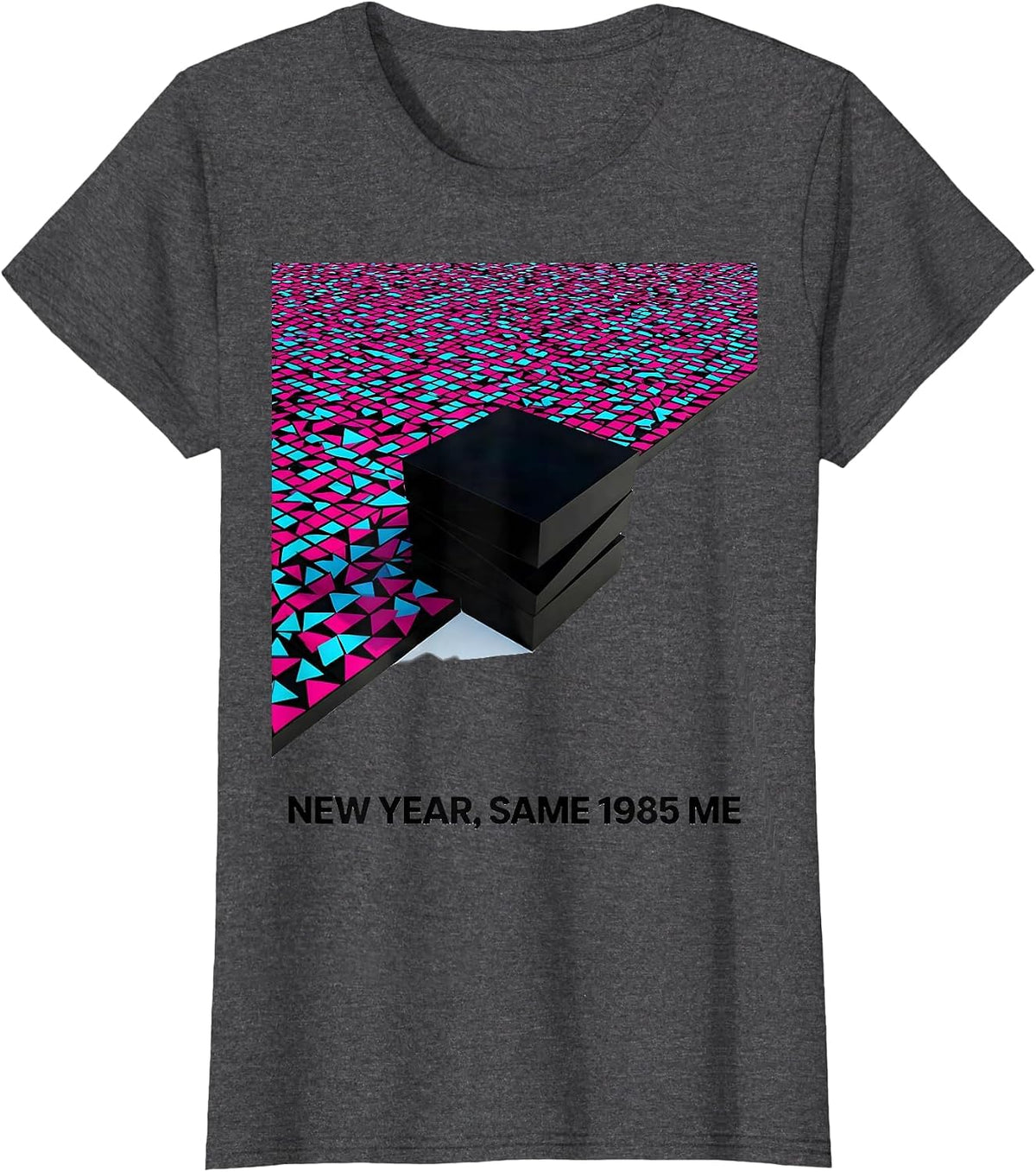 Women's New Year, Same 1985 Me Retro 80s Party Costume Throwback T-Shirt - Dark Heather Grey