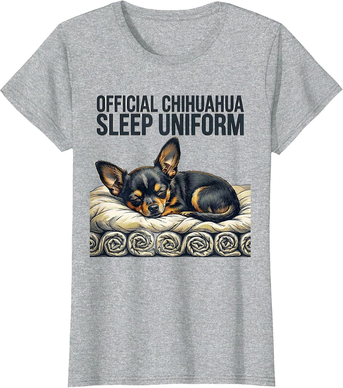 Women's Official Chihuahua Sleep Uniform Funny Dog Lover Pajama Gift T-Shirt - Heather Grey