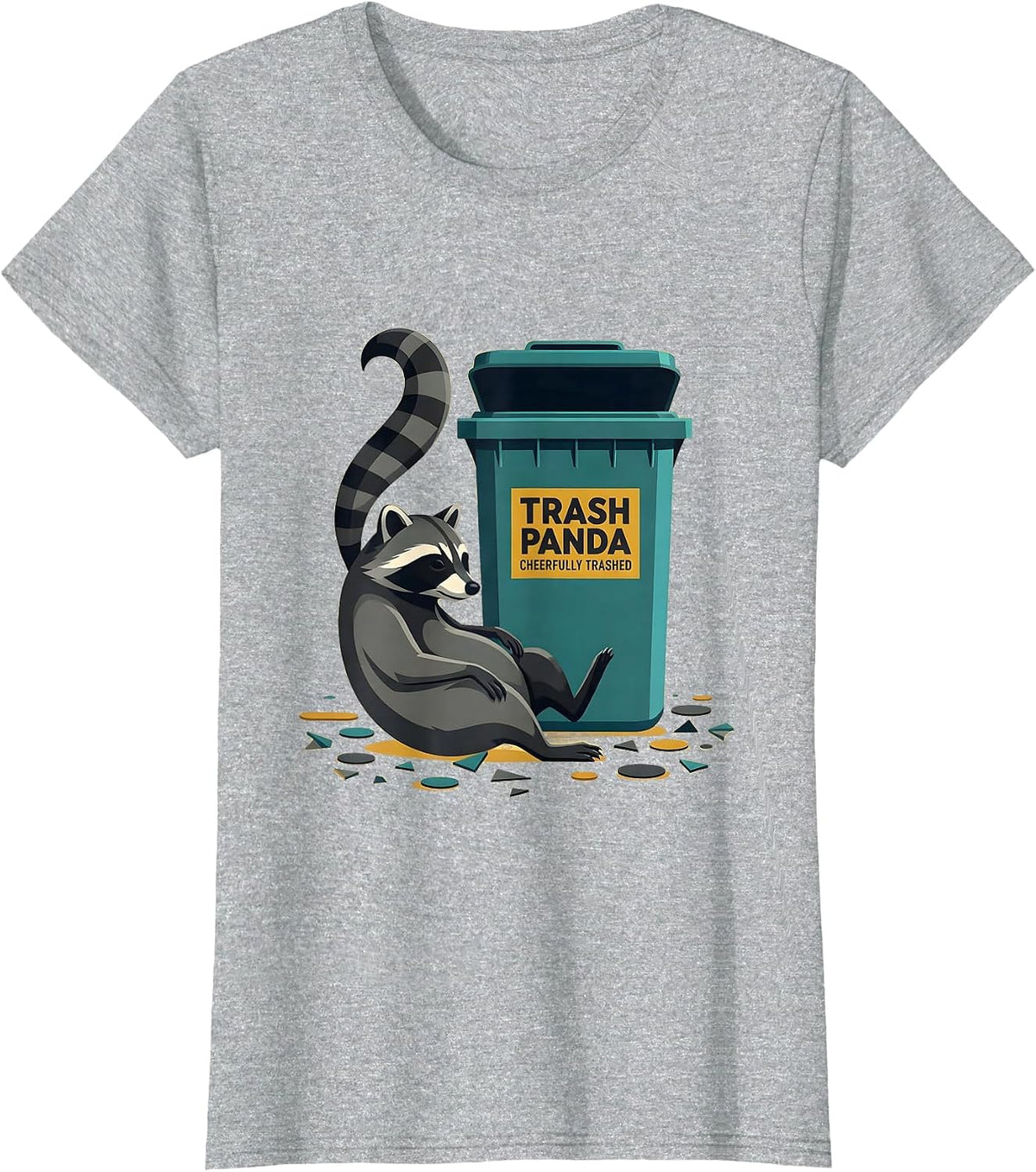 Trash Panda Cheerfully Trashed Funny Raccoon Gift T-Shirt - Heather Grey