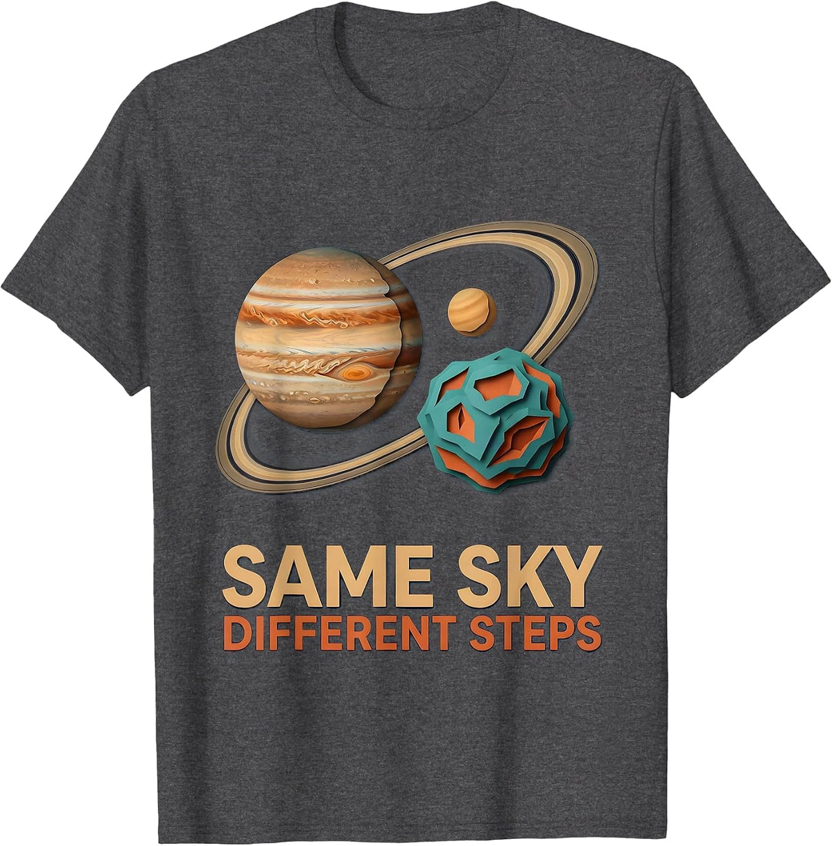 Same Sky Different Steps Paper Cutout Neurodiverse Universe T-Shirt - Dark Heather Grey