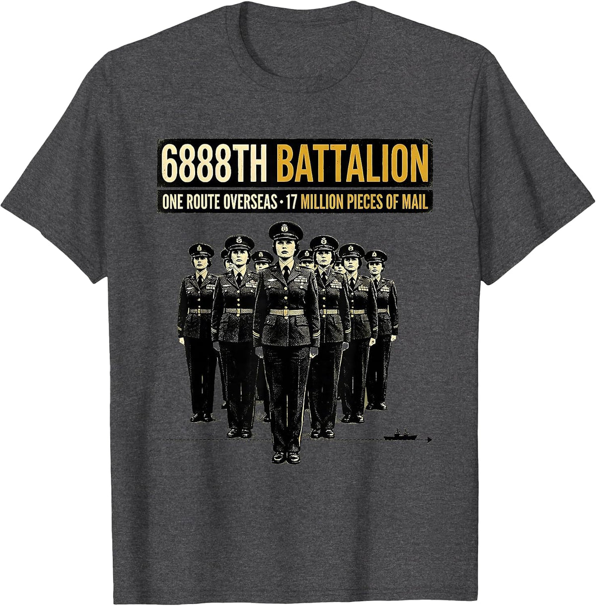 Men's 6888th Battalion WWII Black Servicewomen Tribute T-Shirt - Dark Heather Grey