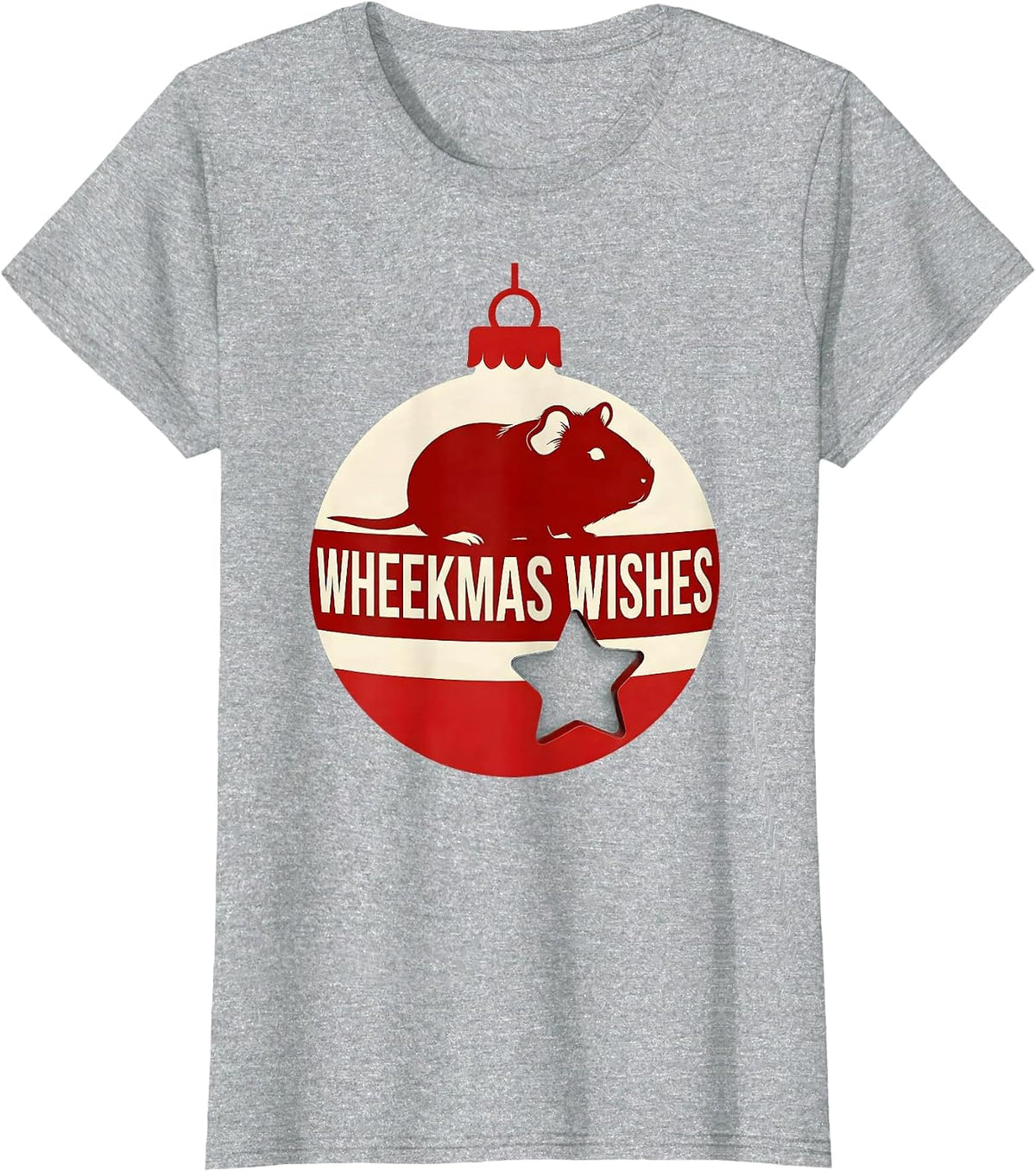 Women's Wheekmas Wishes Funny Guinea Pig Christmas Pet Lover Holiday T-Shirt - Heather Grey