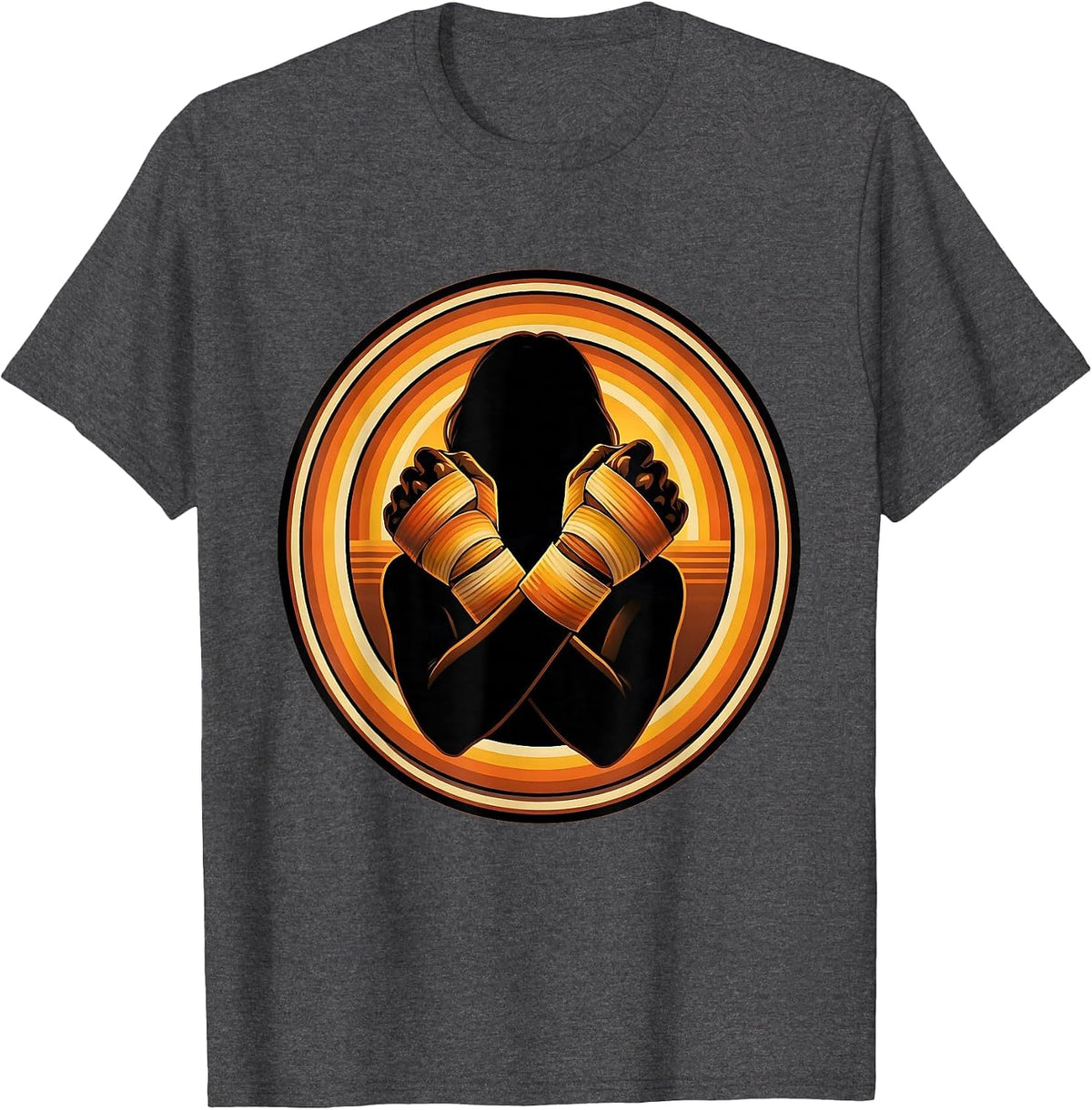 Men's Boxer Hand Wrapping Fighter Training Graphic T-Shirt - Dark Heather Grey