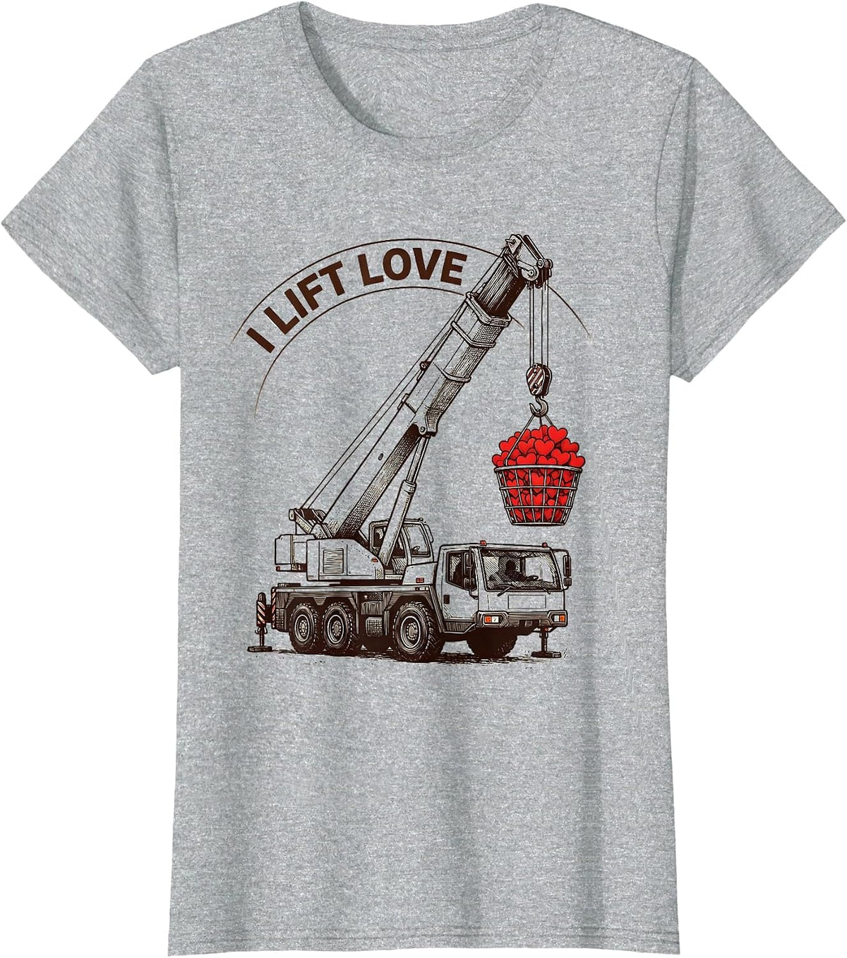 Women's I Lift Love Funny Toddler Boy Valentine Day Vehicle Humor T-Shirt - Heather Grey