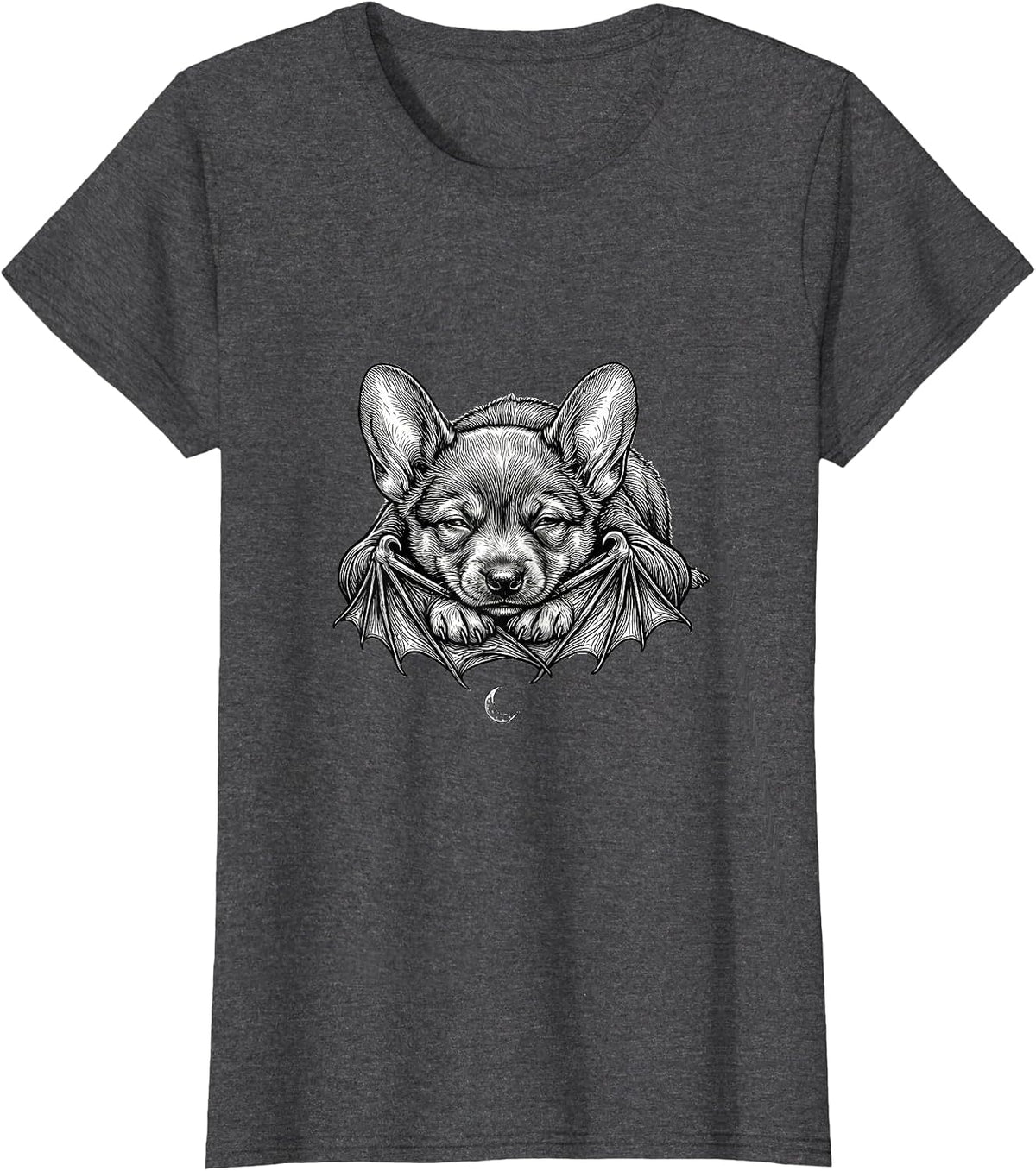Women's Cute Bat Resting Bat Lover Halloween Nature Humor T-Shirt - Dark Heather Grey