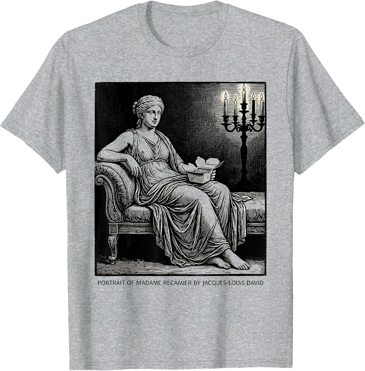 Men's PORTRAIT OF MADAME RÉCAMIER BY JACQUES-LOUIS DAVID Art T-Shirt - Heather Grey