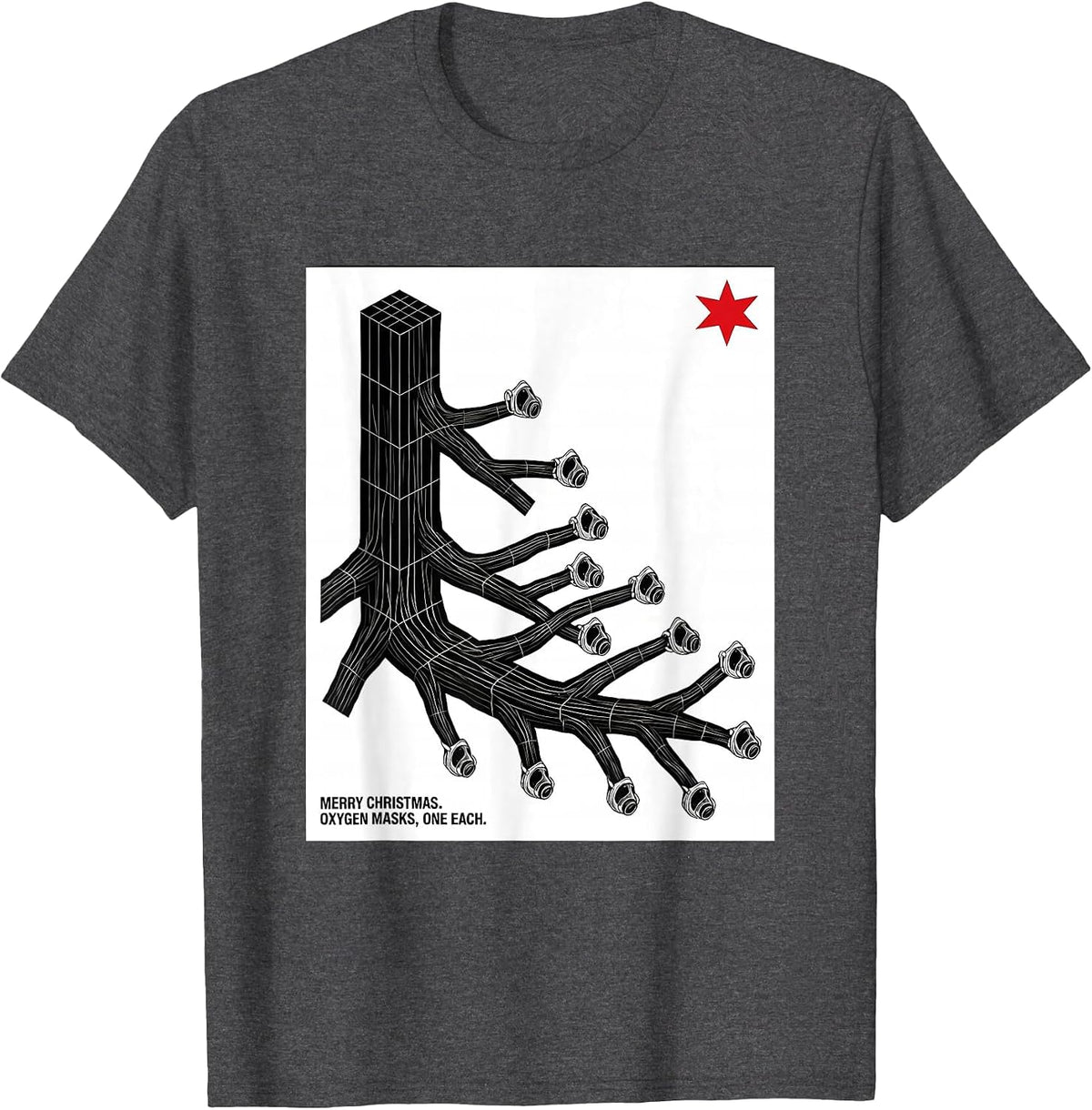 Men's Merry Christmas Oxygen Masks One Each Respiratory Therapist T-Shirt - Dark Heather Grey
