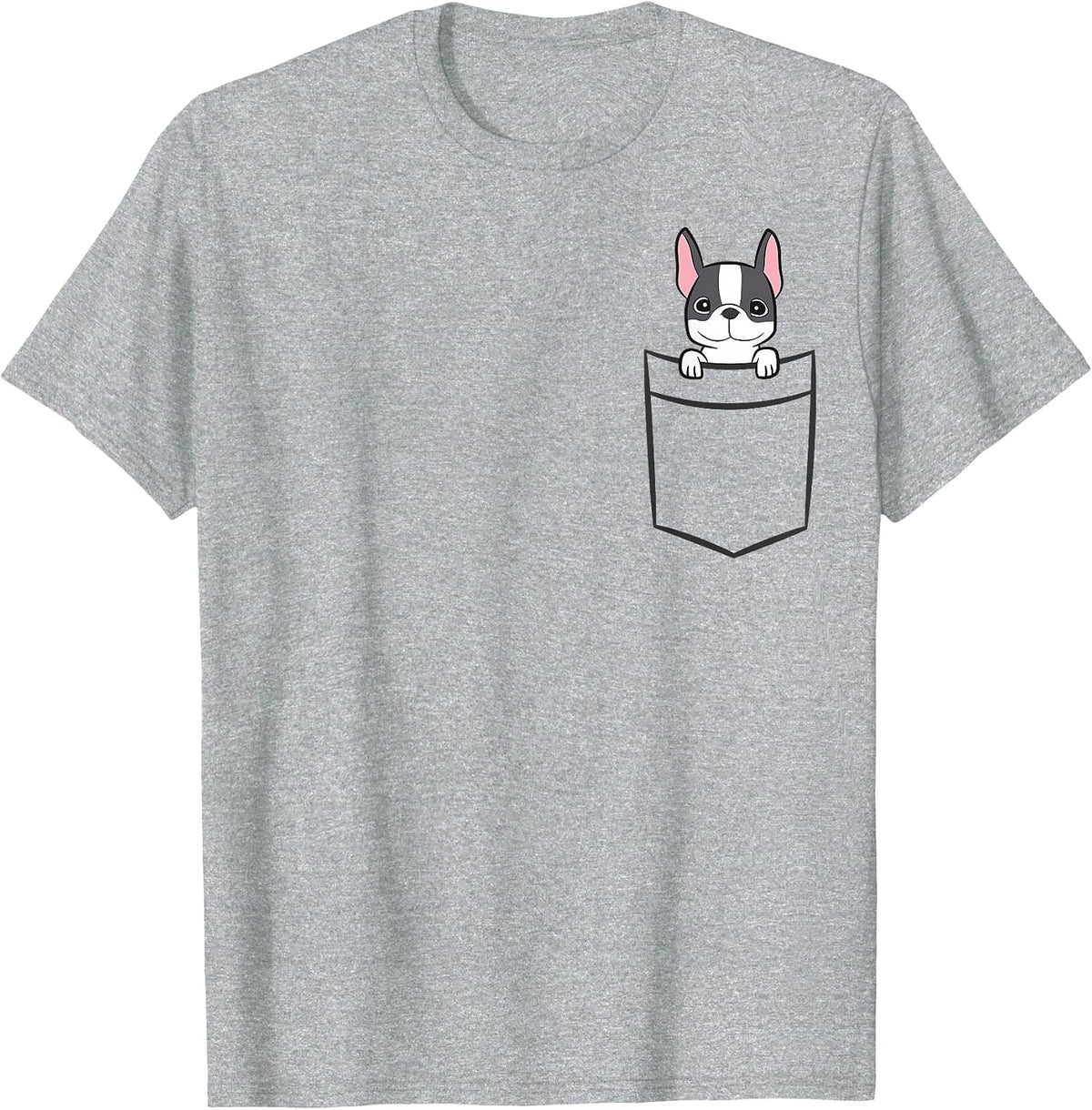 Boston Terrier in The Pocket Cute Boston Terrier Dog T-Shirt - Heather Grey