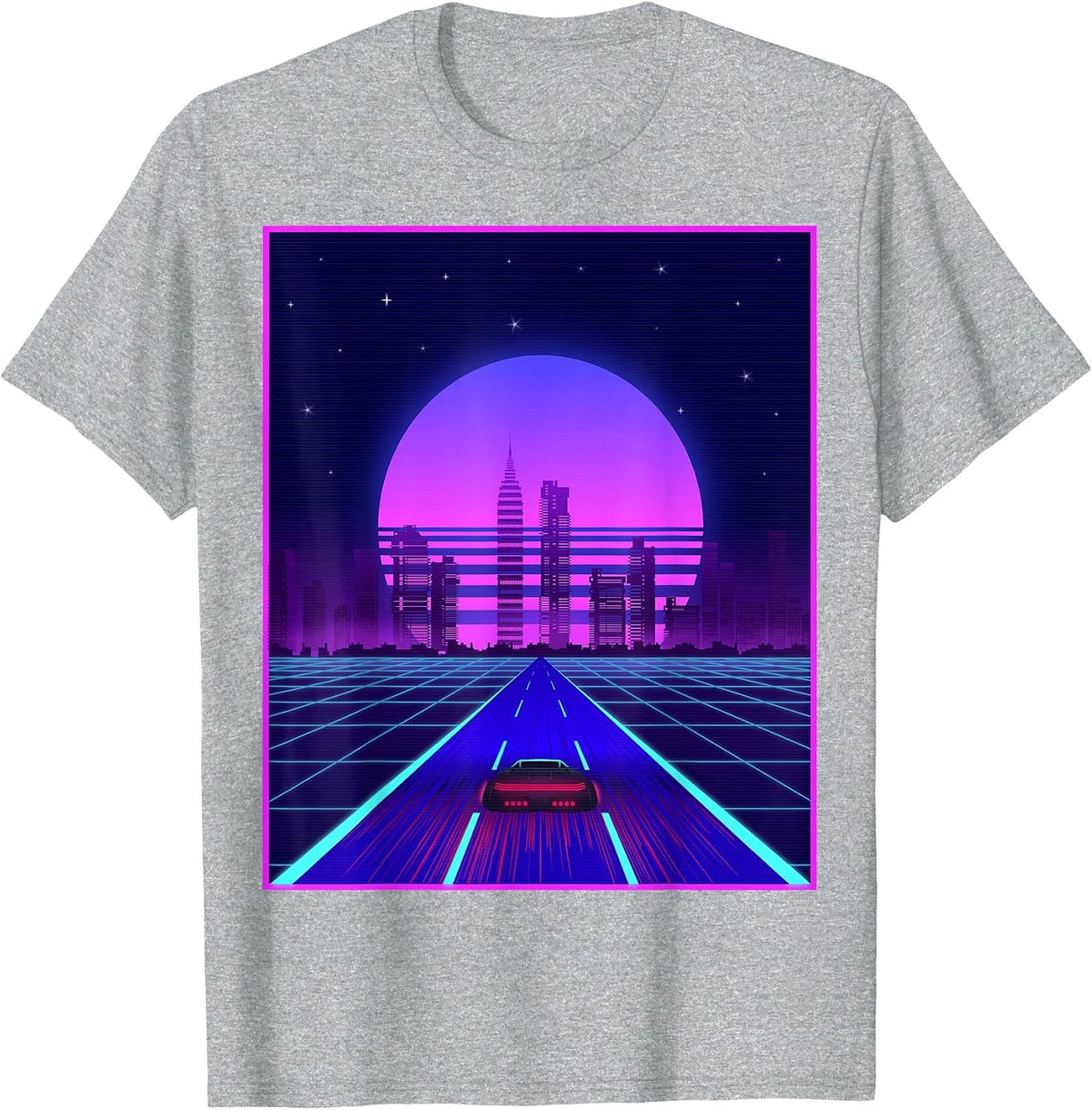 Vaporwave Synthwave Retro Car Outrun Aesthetic Clothes T-Shirt - Heather Grey