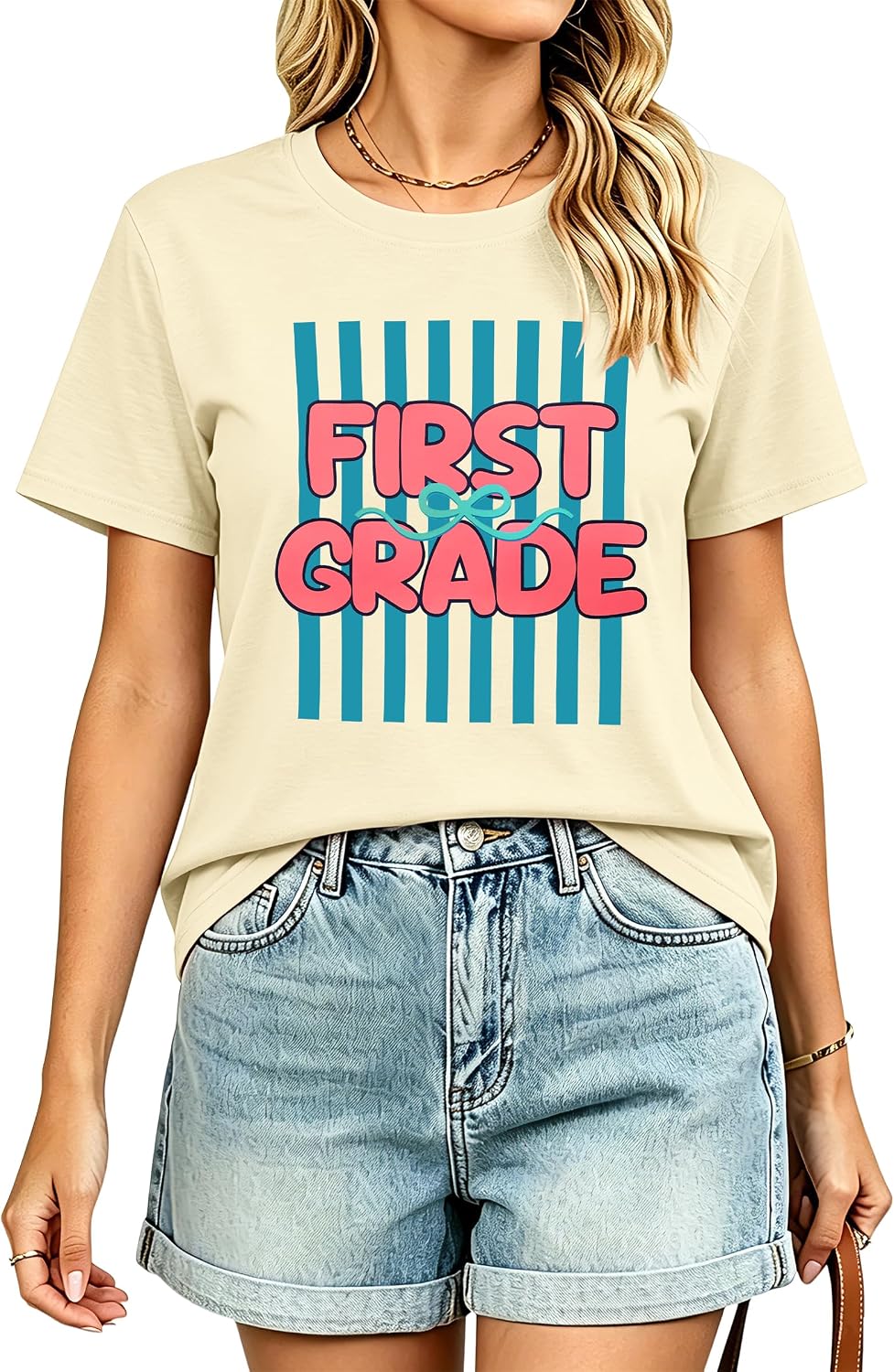 Kindergarten First Grade Teacher Shirt First Day of School Tee Top - Apricot1