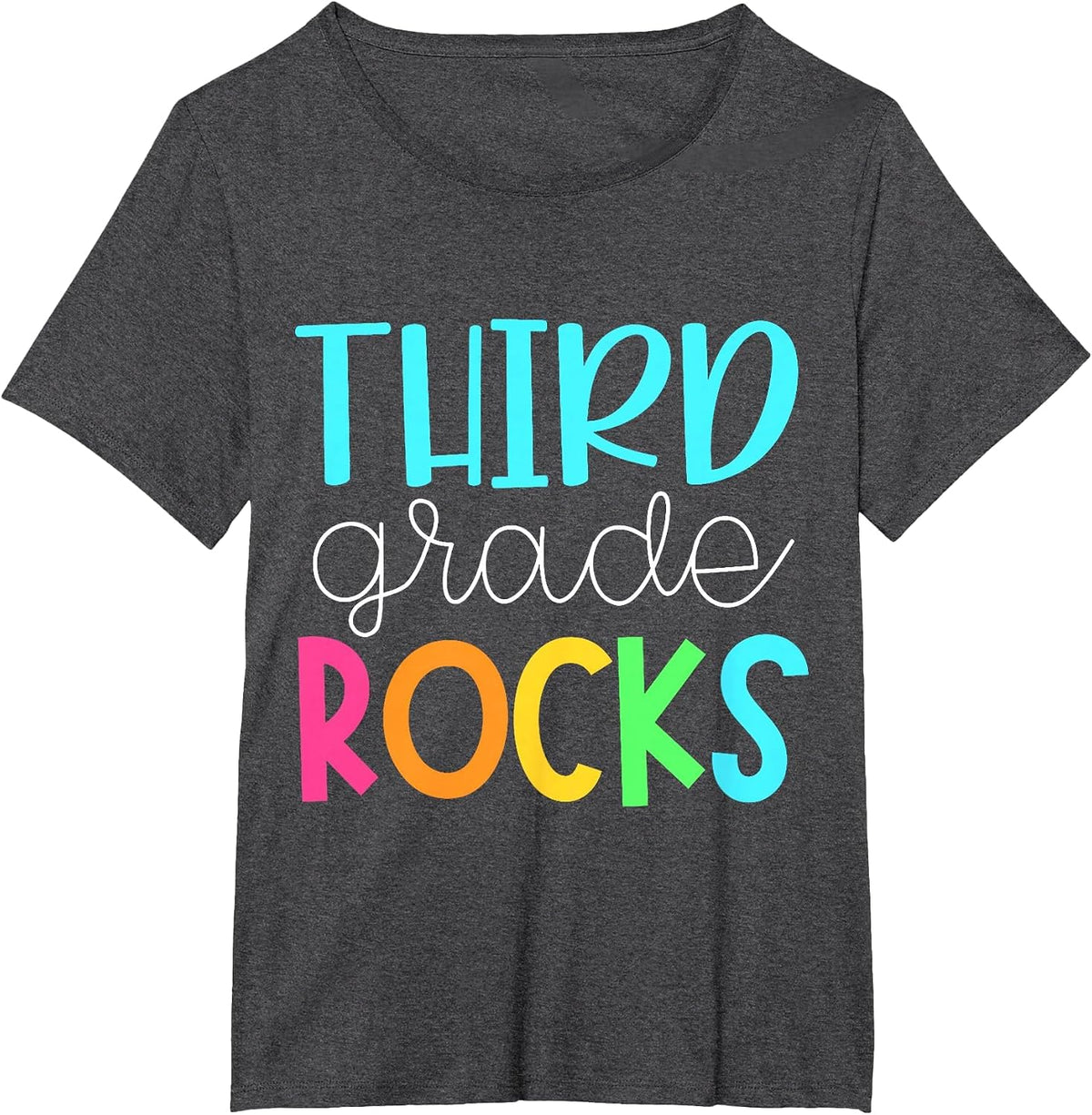 3rd Grade Rocks T-Shirt First Day of School Tee for Teachers and Students - Dark Heather Grey