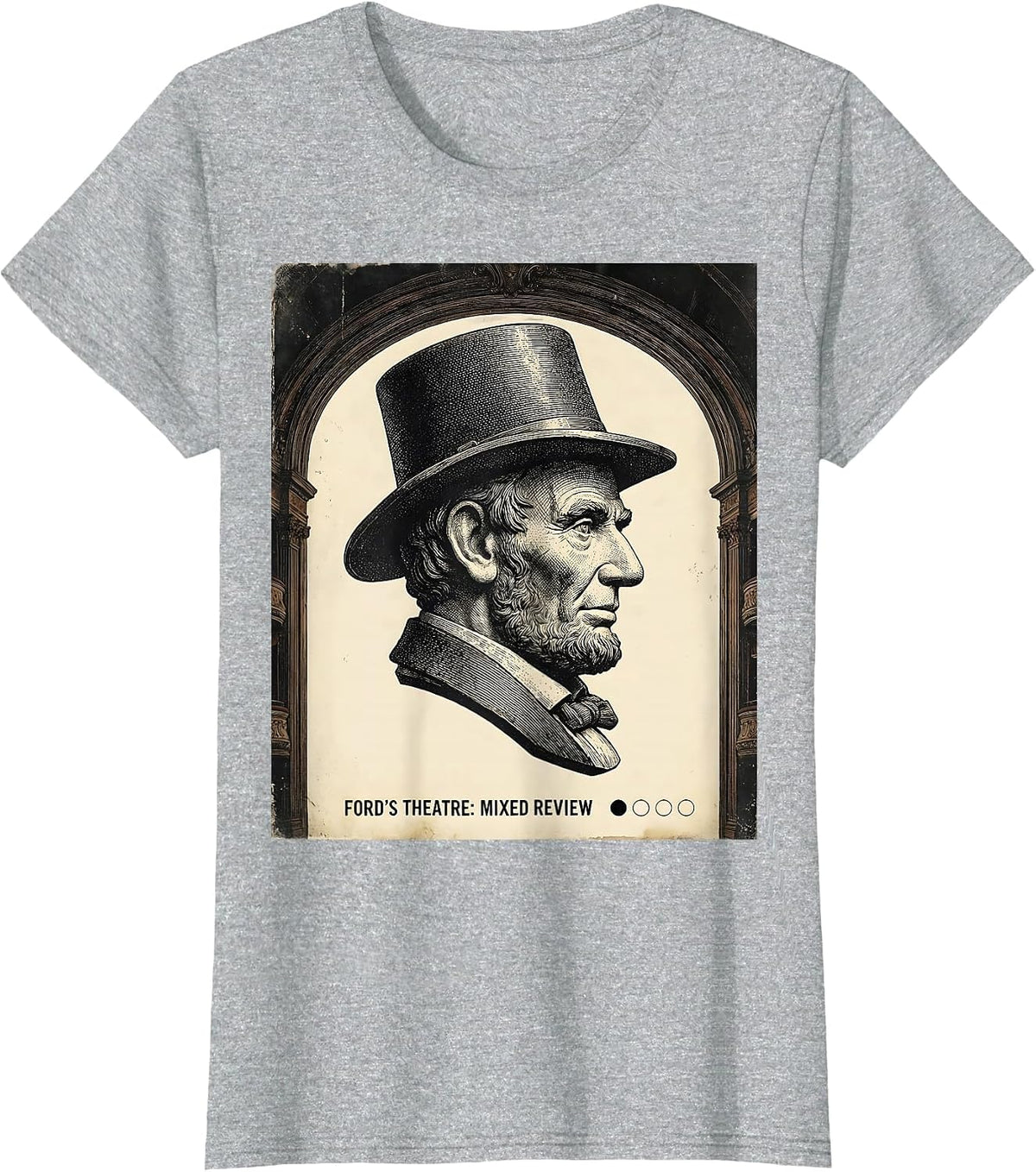 Women's Ford's Theatre: Mixed Review Vintage Abraham Lincoln T-Shirt - Heather Grey