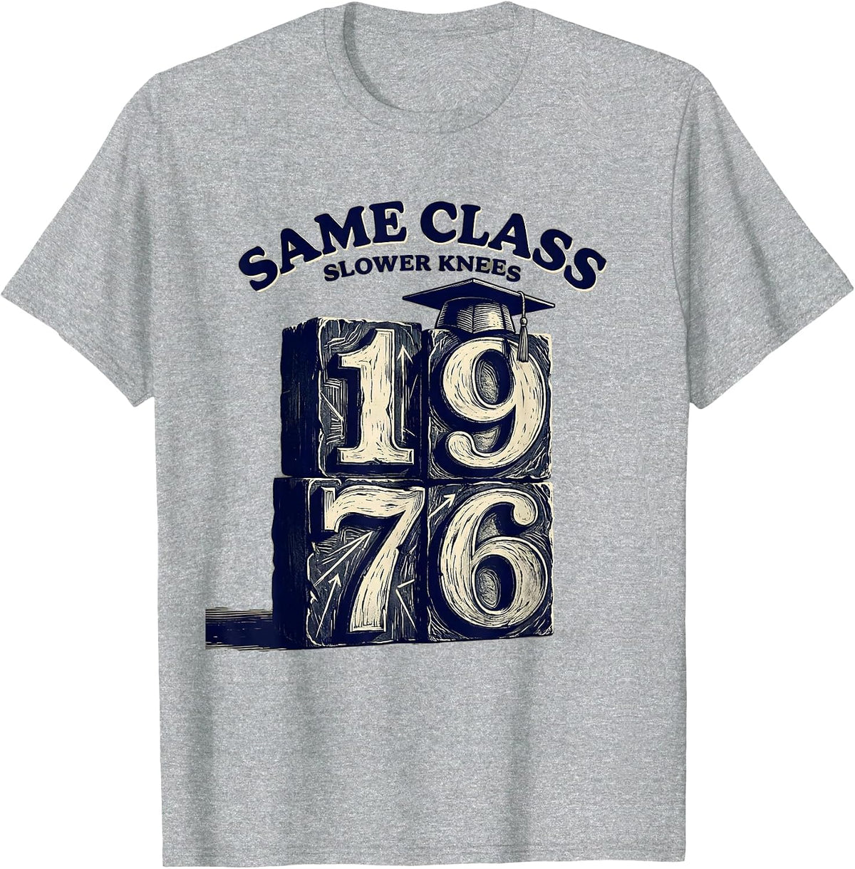 Men's Same Class Slower Knees 1976 Vintage High School Reunion T-Shirt - Heather Grey