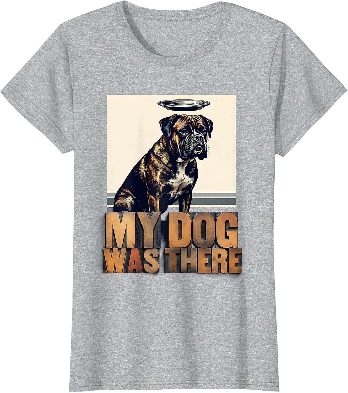 My Dog Was There Funny Boxer Dog Alien UFO Encounter Novelty T-Shirt - Heather Grey