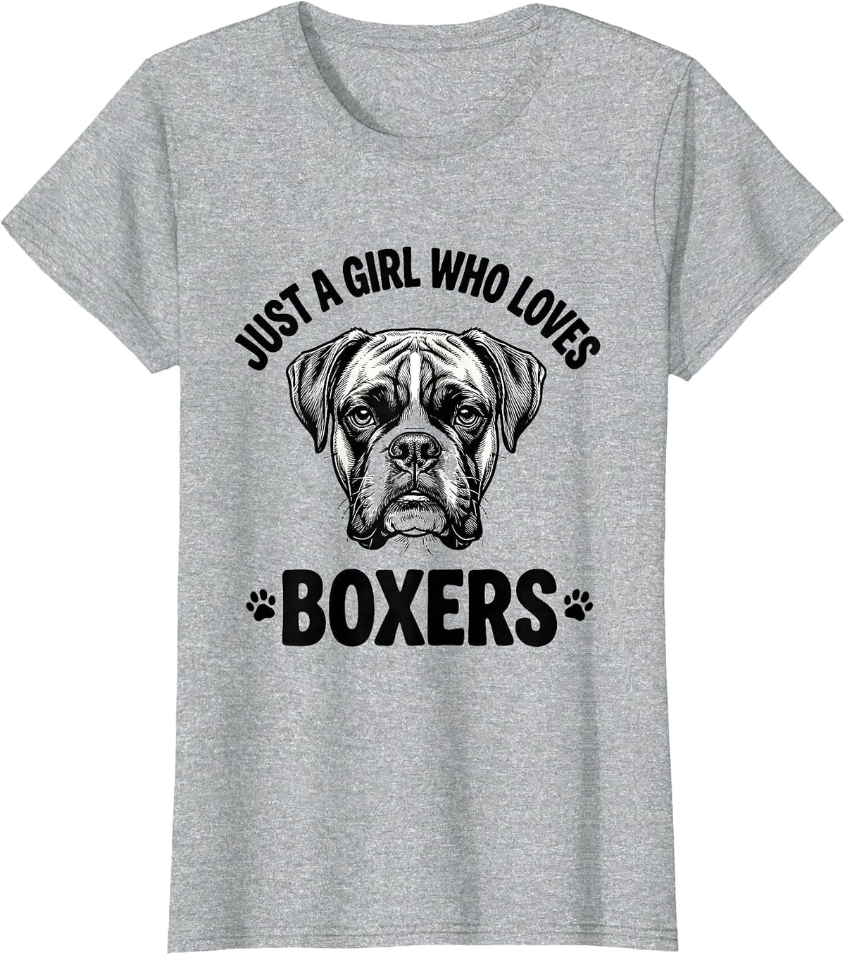 Women's Just A Girl Who Loves Boxers Funny Dog Lover Humor T-Shirt - Heather Grey