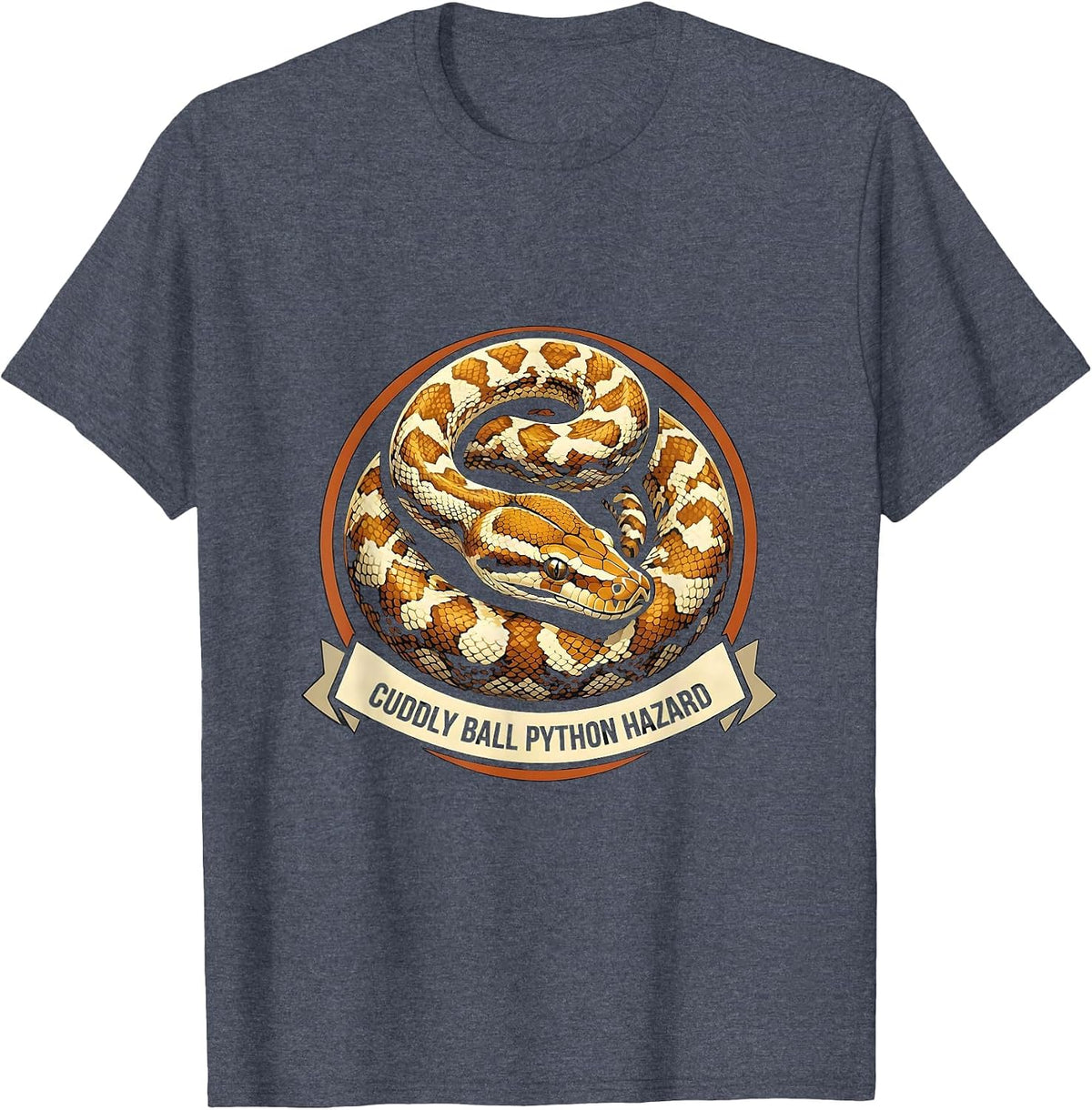 Cuddly Ball Python Hazard Funny Snake Lover Reptile Humor T-Shirt - Heather Blue