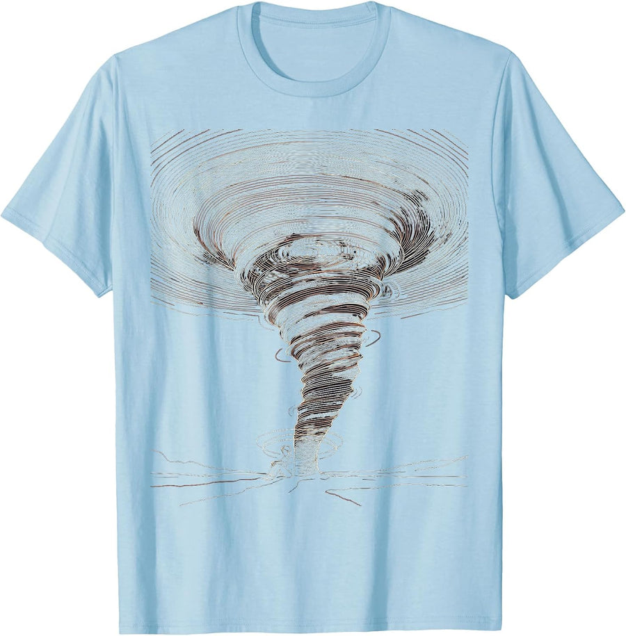 Men's Tornado Funnel Topographic Contour Storm Chaser Humor T-Shirt - Baby Blue