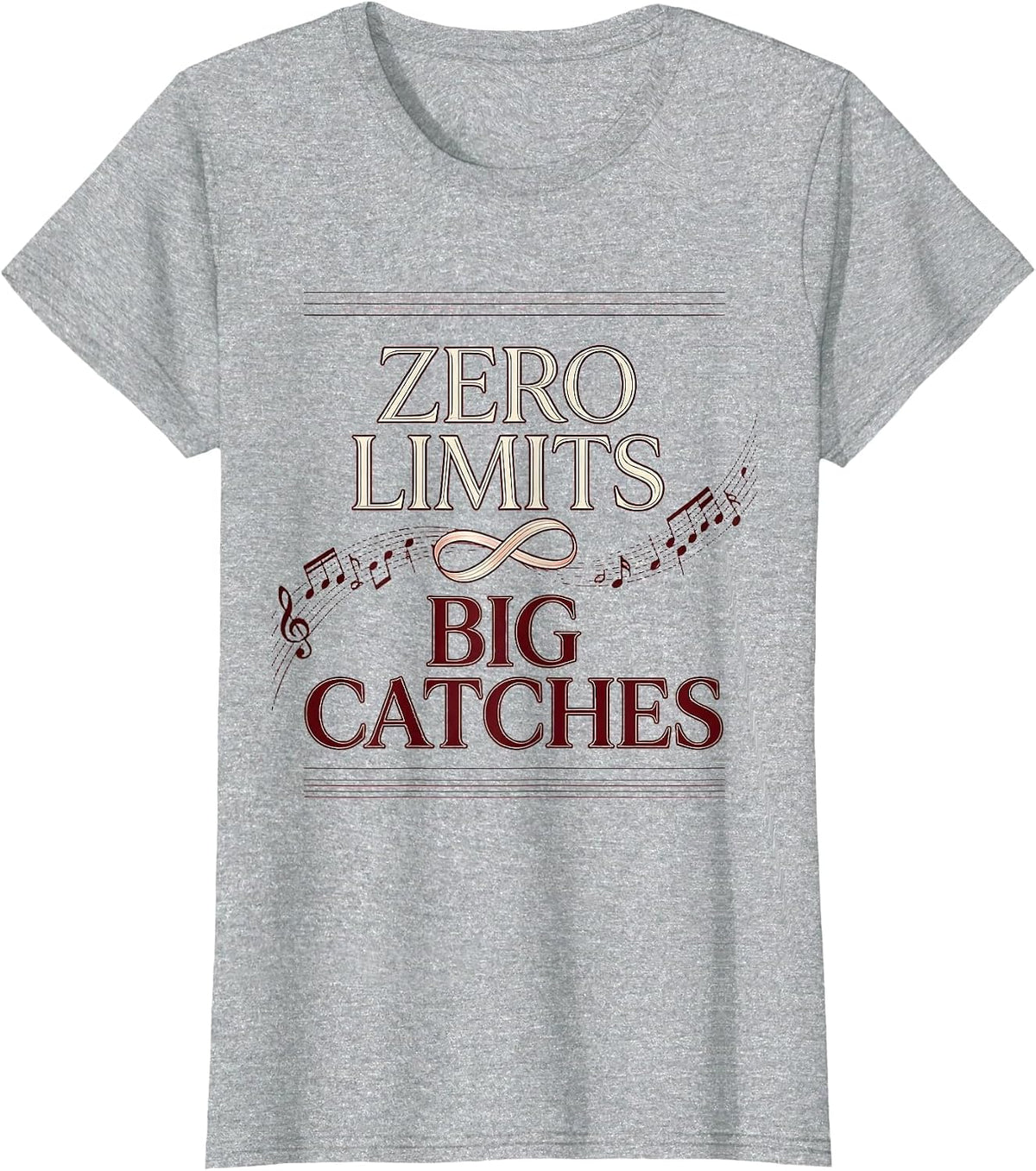 Zero Limits Big Catches Fishing Design T-Shirt - Heather Grey