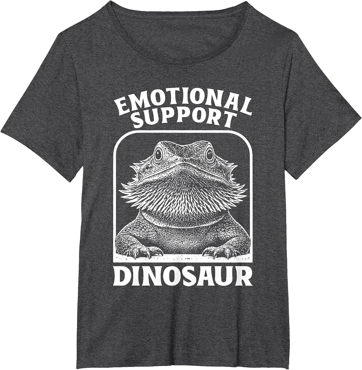 Emotional Support Dinosaur Funny Bearded Dragon Lizard T-Shirt - Dark Heather Grey