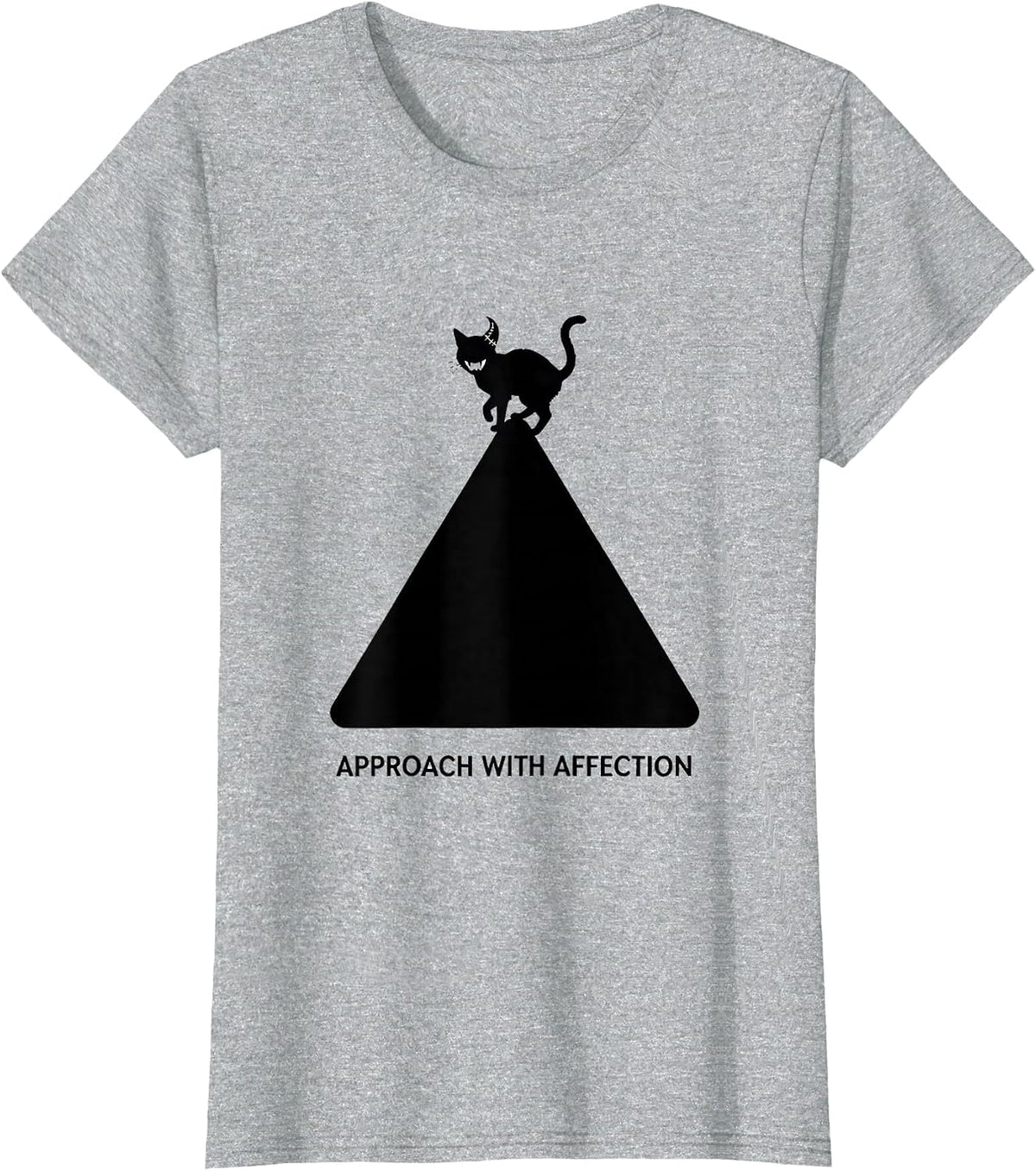 Approach With Affection Pastel Goth Creepy-Cute Kawaii Cat T-Shirt - Heather Grey