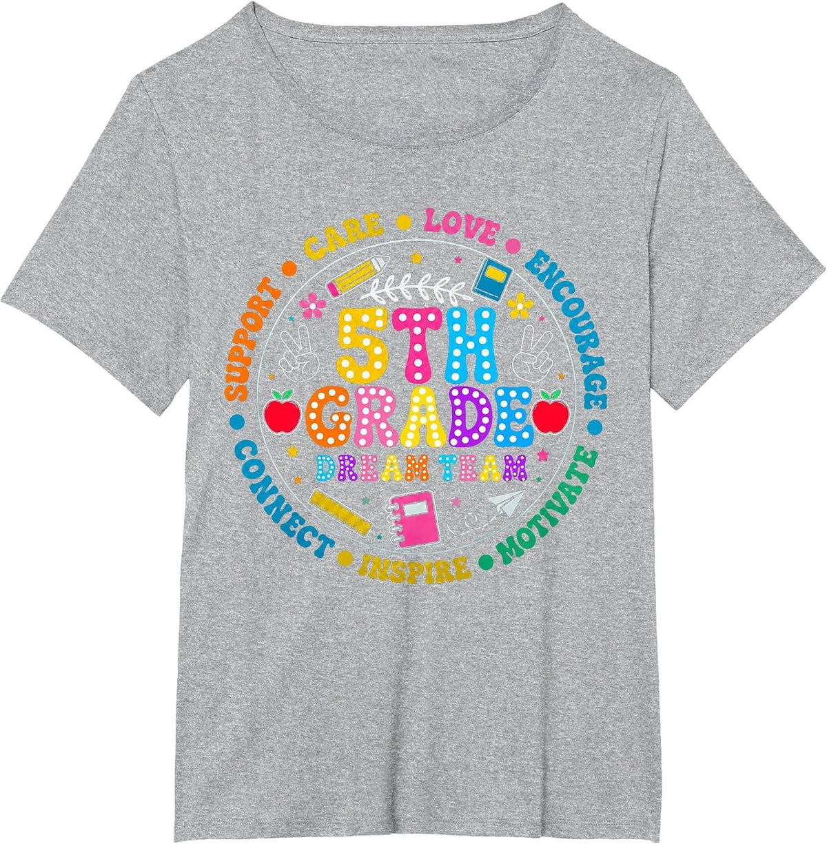 Fifth Grade Dream Team Back to School 5th Grade Teacher Kid T-Shirt - Heather Grey