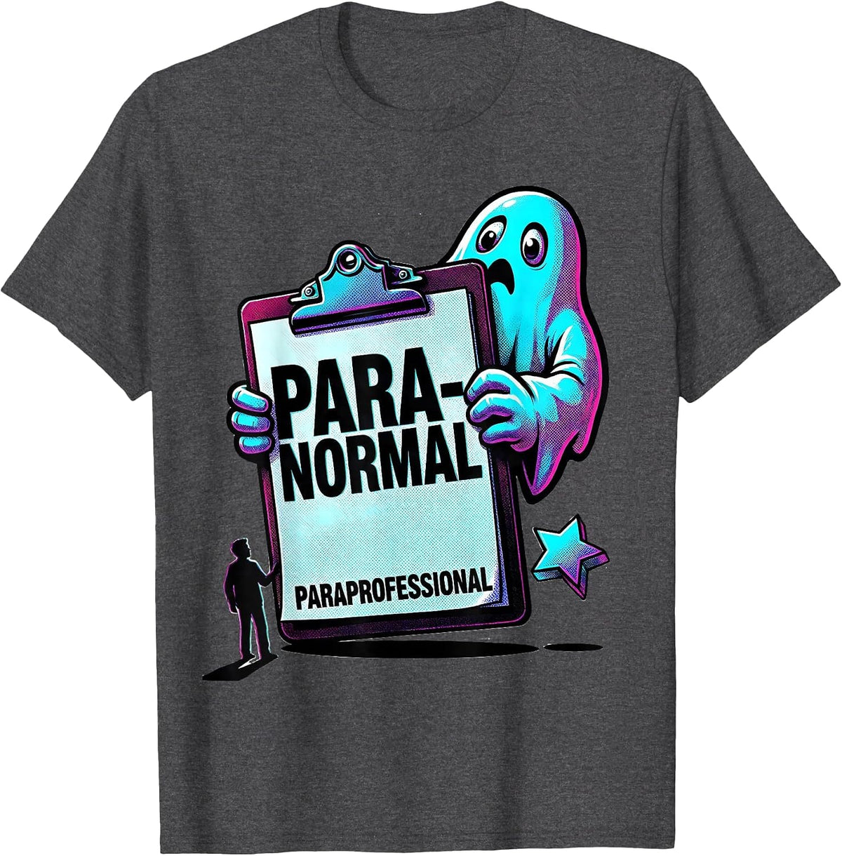 Men's Para-Normal Paraprofessional Pop Art Halloween Ghost SPED T-Shirt - Dark Heather Grey