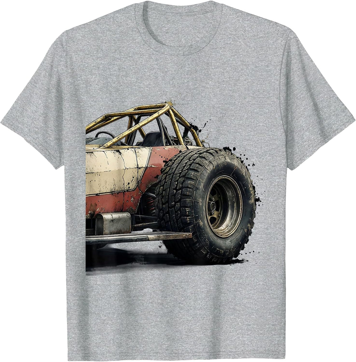 Men's Dirt Track Sprint Car Racing Fan Distressed T-Shirt - Heather Grey