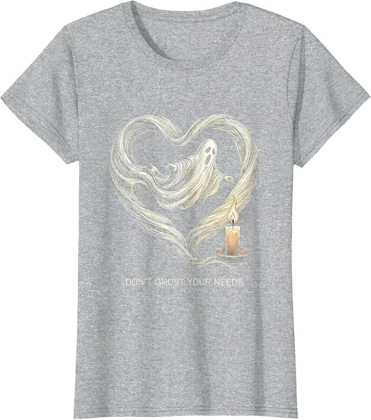 Don't Ghost Your Needs Halloween Mental Health Awareness T-Shirt - Heather Grey