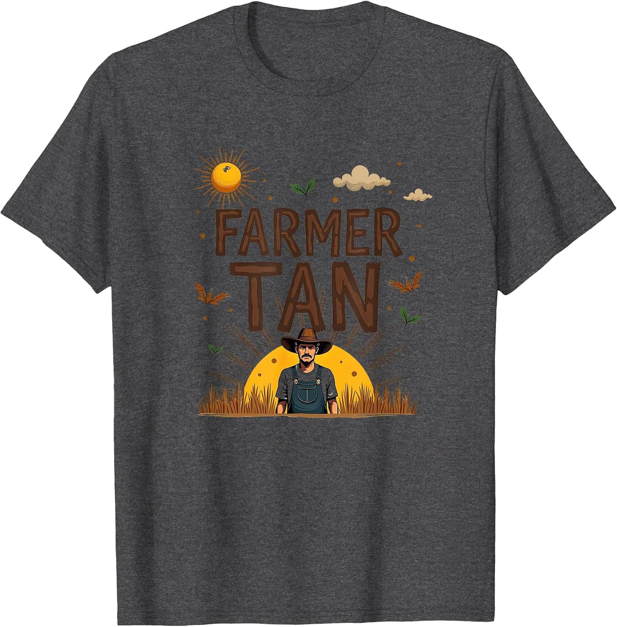 Farmer Tan: Rustic Sun-Kissed Countryside T-Shirt - Dark Heather Grey