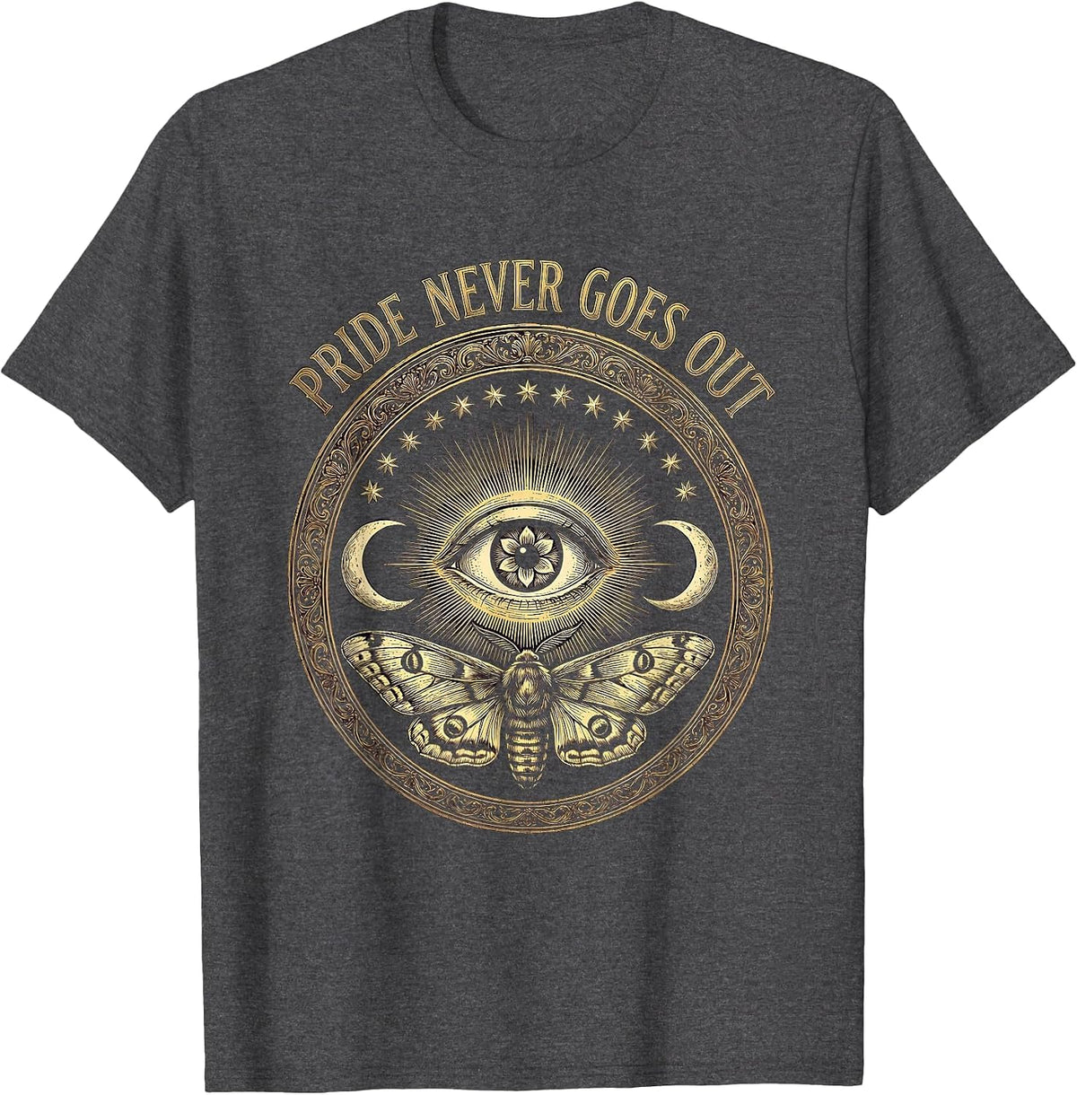 Pride Never Goes Out LGBTQ Pride Flag Design T-Shirt - Dark Heather Grey