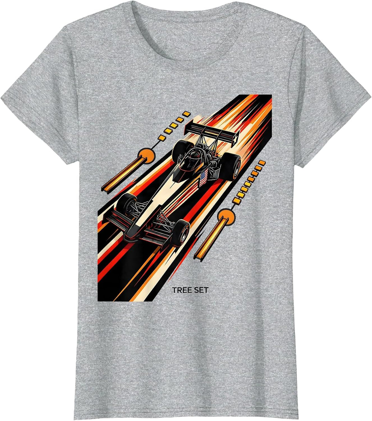 Women's Tree Set Futurist RC Dragster Racing American Flag Hobbyist T-Shirt - Heather Grey