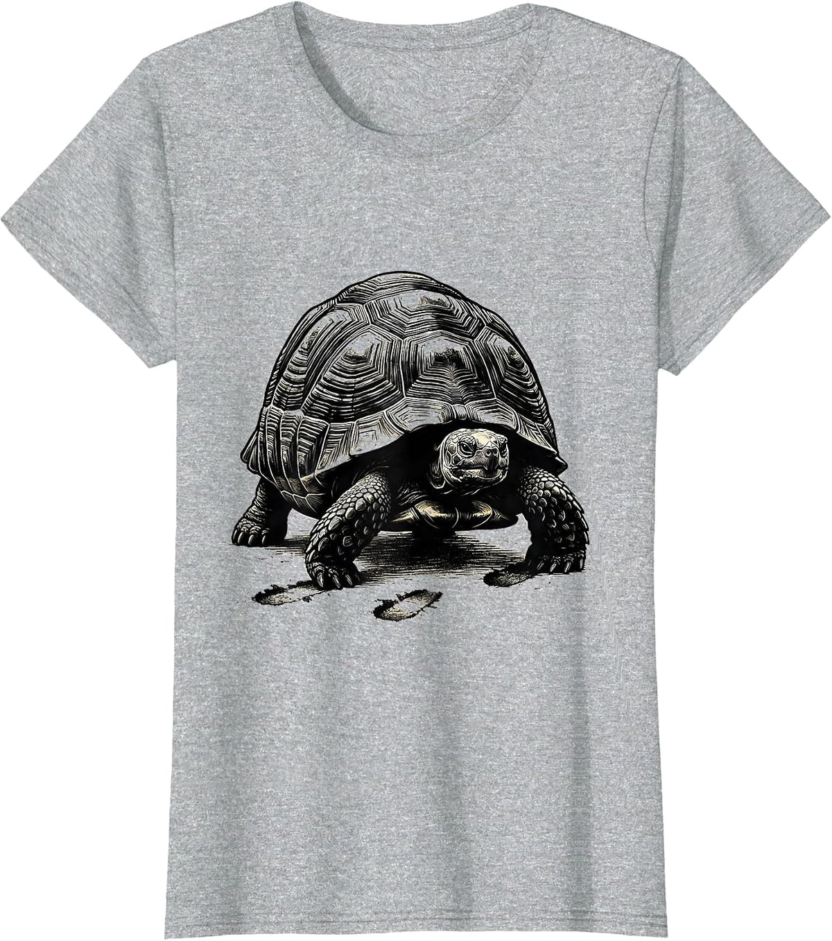 Women's Compact Tortoise Scratchboard Funny Turtle Lover Gift T-Shirt - Heather Grey