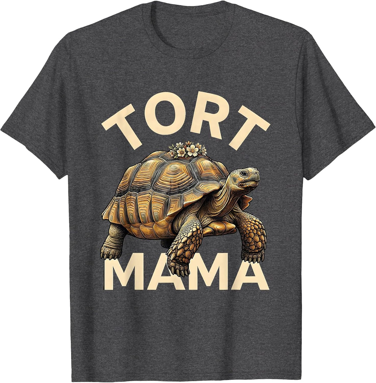 Men's Tort Mama Funny Sulcata Tortoise Pet Mom Reptile Lover T-Shirt - Dark Heather Grey