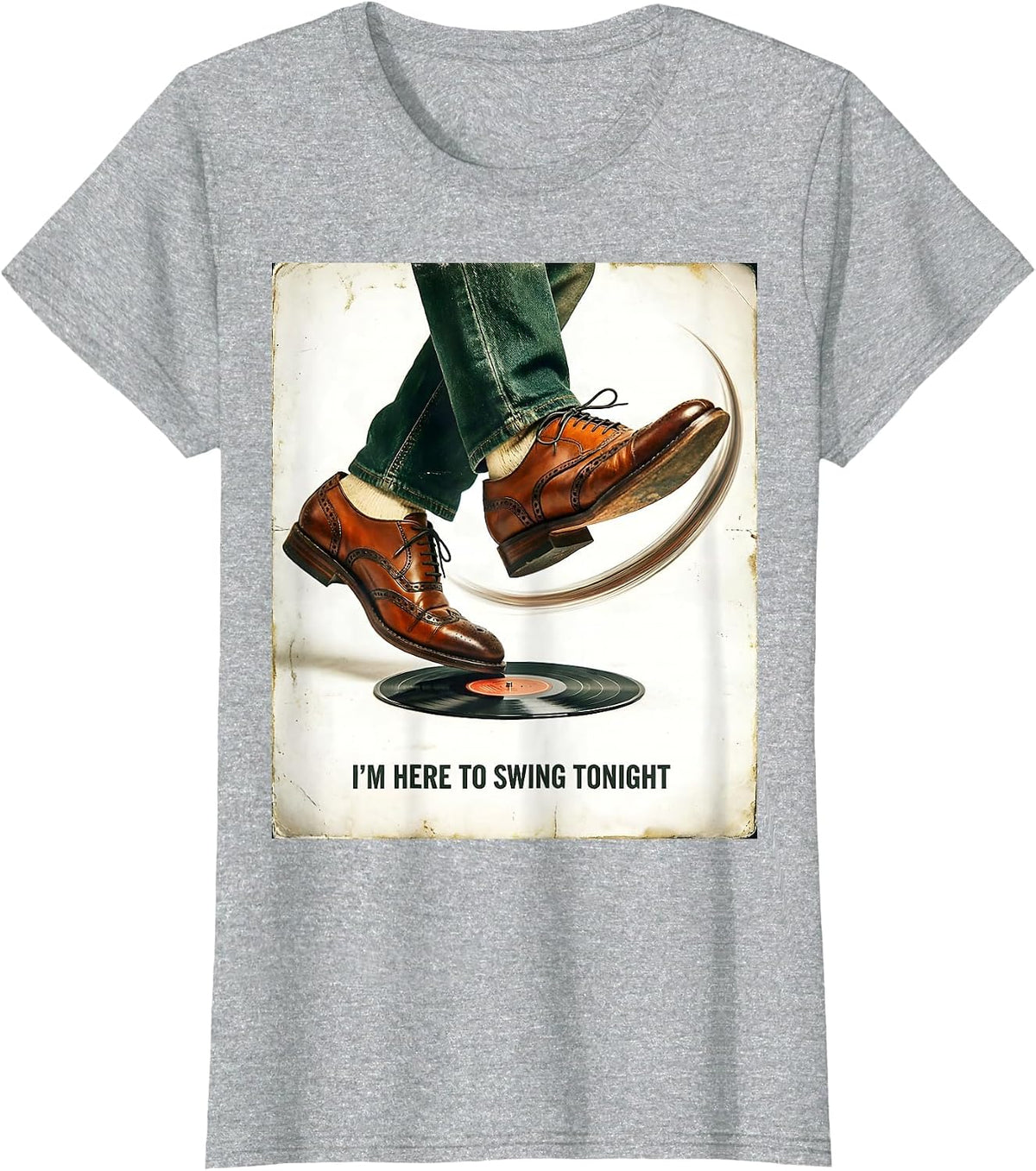 I'm Here To Swing Tonight Vintage 1950s Sock Hop Rockabilly T-Shirt - Heather Grey