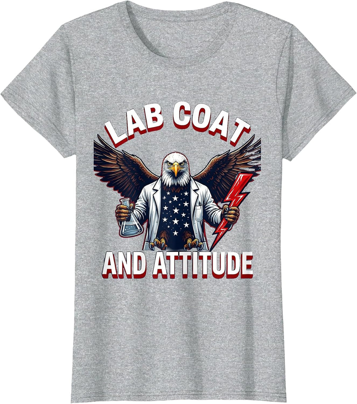Lab Coat And Attitude Science Teacher Design T-Shirt - Heather Grey