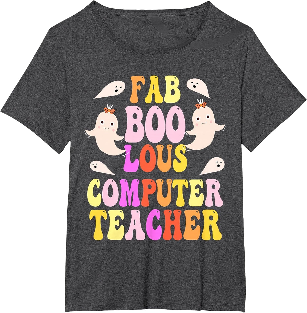 Faboolous Computer Teacher Costume This is My Spooky Mom Dad T-Shirt - Dark Heather Grey