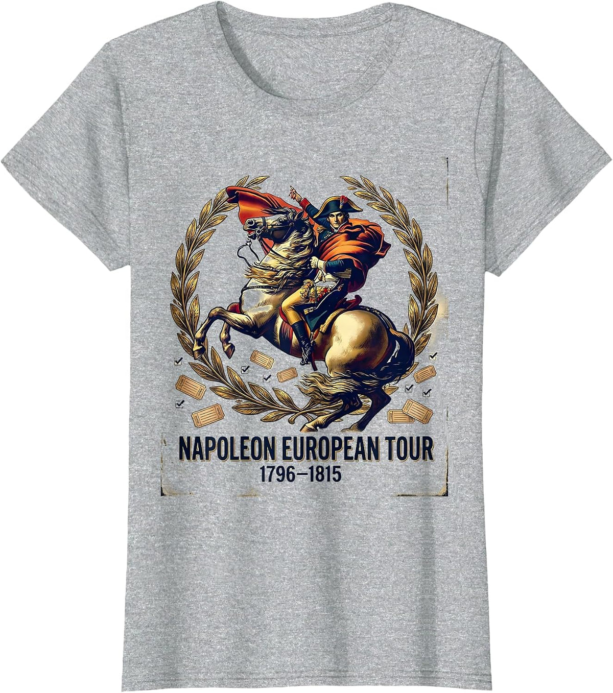 Women's Napoleon European Tour 1796–1815 Vintage Military History T-Shirt - Heather Grey