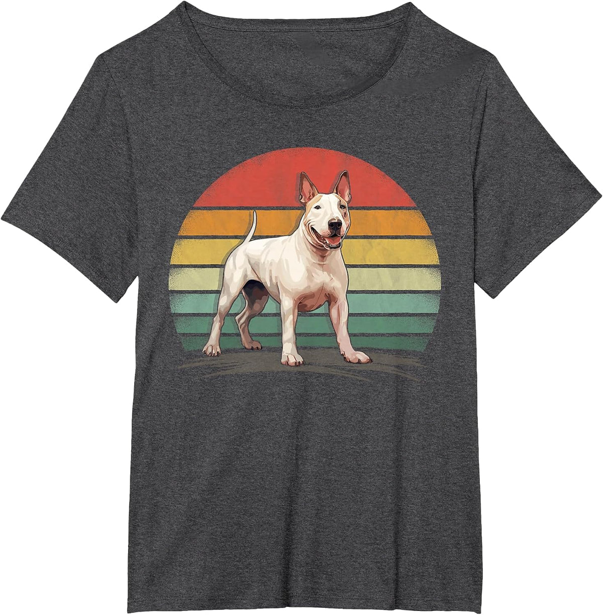Bull Terrier Dog Retro Style Distressed Vintage Bull Terrier T-Shirt - Dark Heather Grey