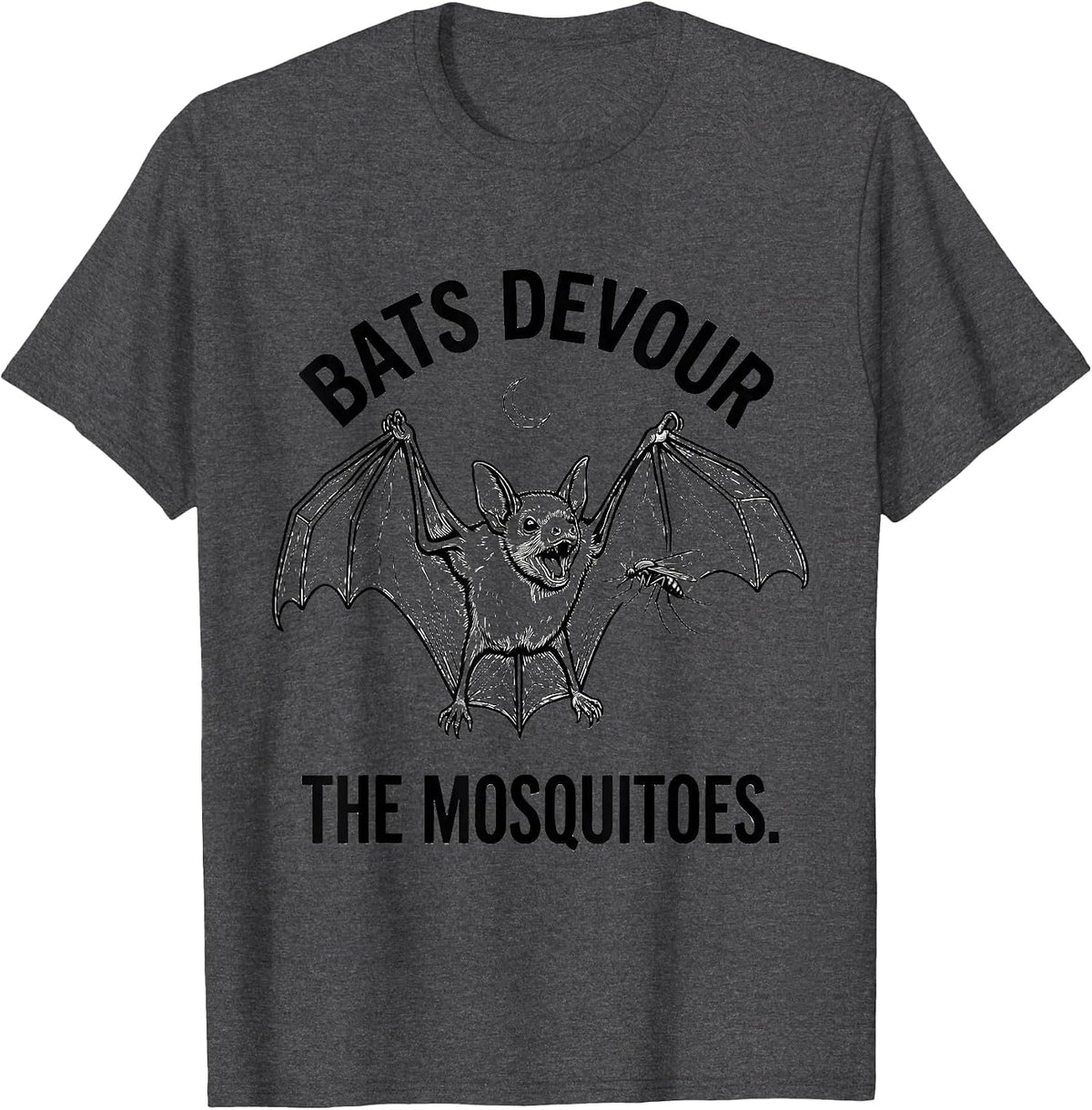 Bats Devour The Mosquitoes Funny Bat Lover Halloween Nature T-Shirt - Dark Heather Grey