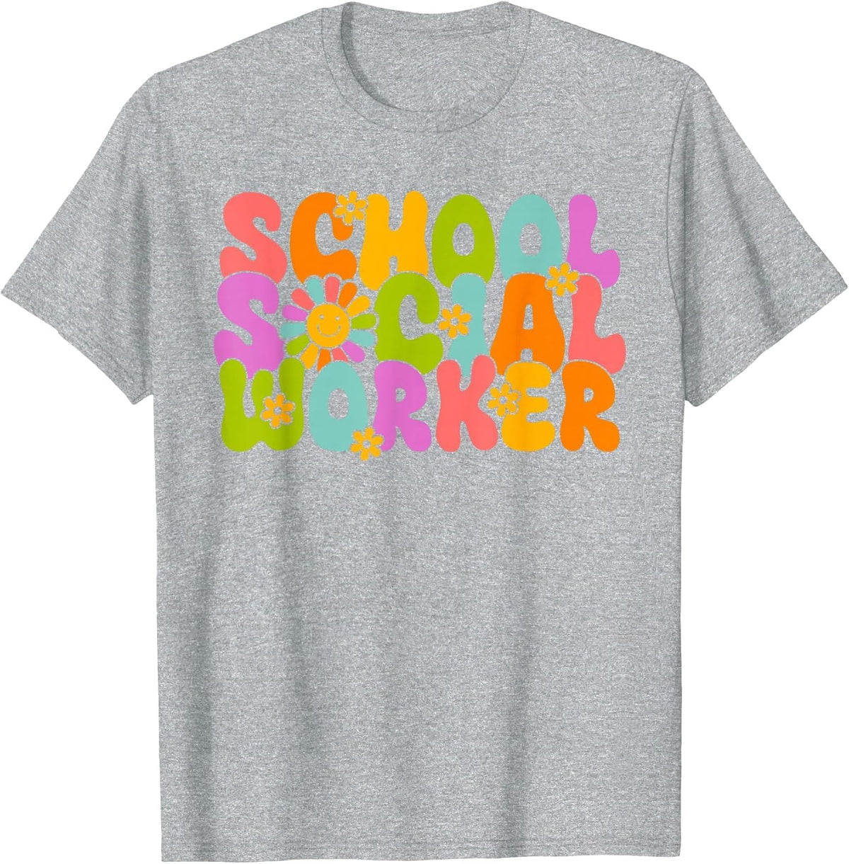 Groovy School Social Worker Coping Skills Back to School T-Shirt - Heather Grey