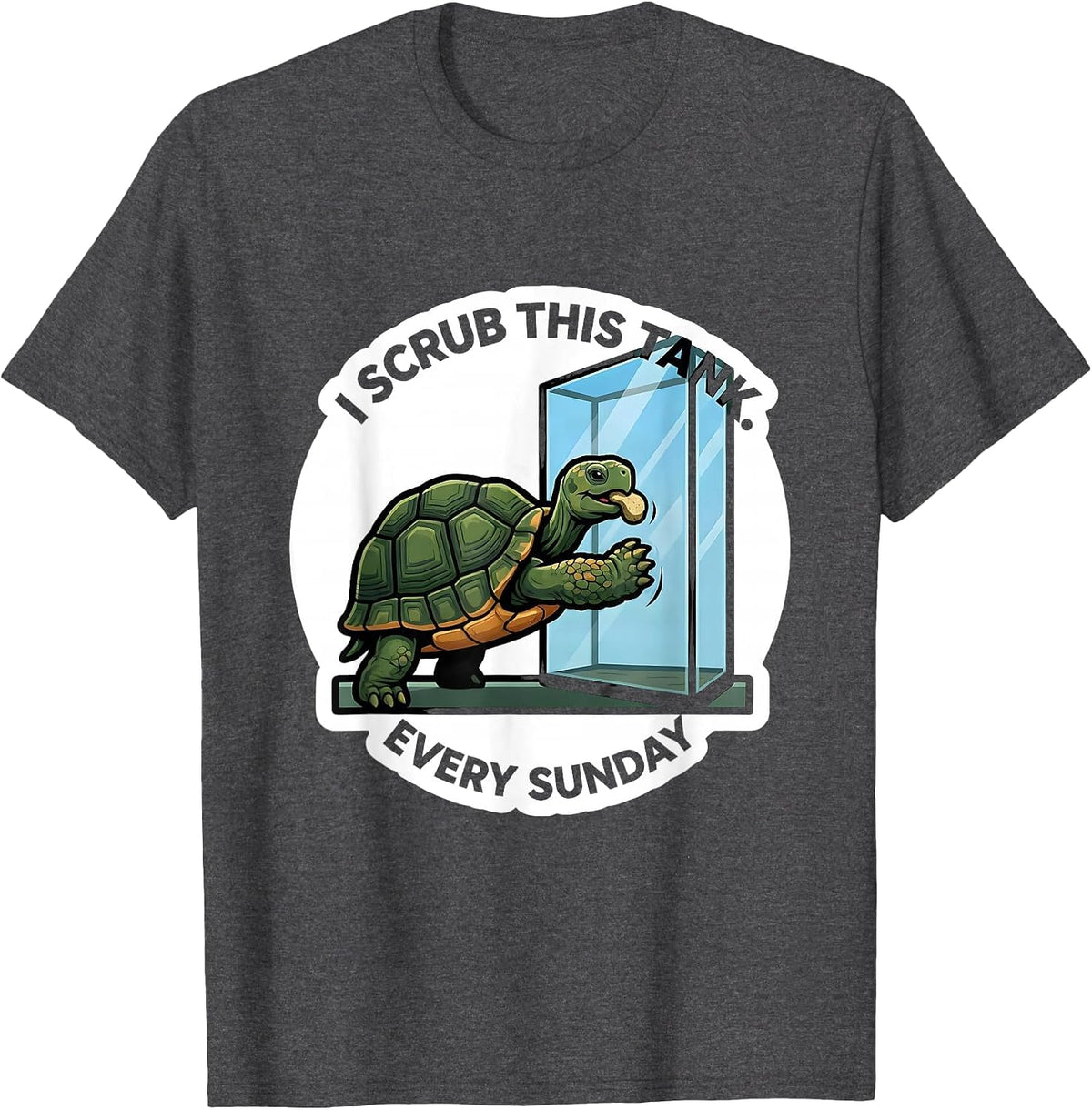 Men's I Scrub This Tank Every Sunday Funny Tortoise Lover Pet T-Shirt - Dark Heather Grey
