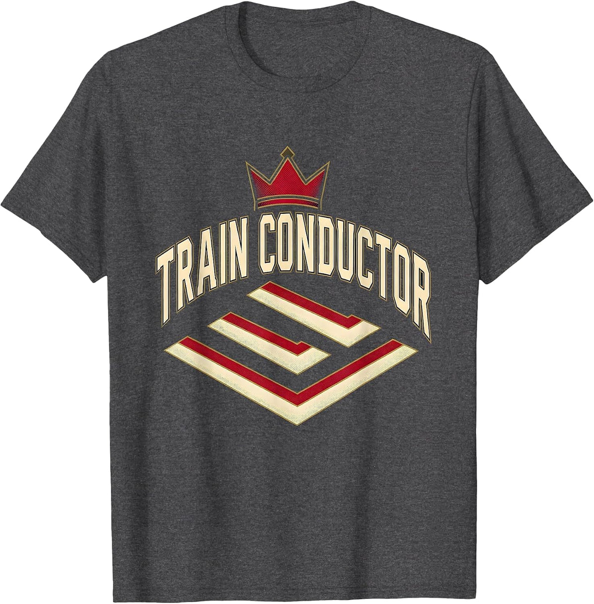Men's Train Conductor Sports Costume Halloween Party Novelty T-Shirt - Dark Heather Grey