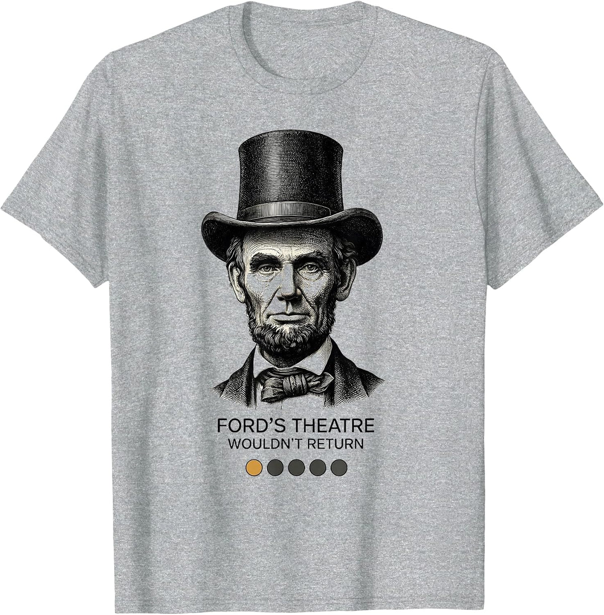 Men's Ford's Theatre: Wouldn't Return Funny History Buff Christmas T-Shirt - Heather Grey