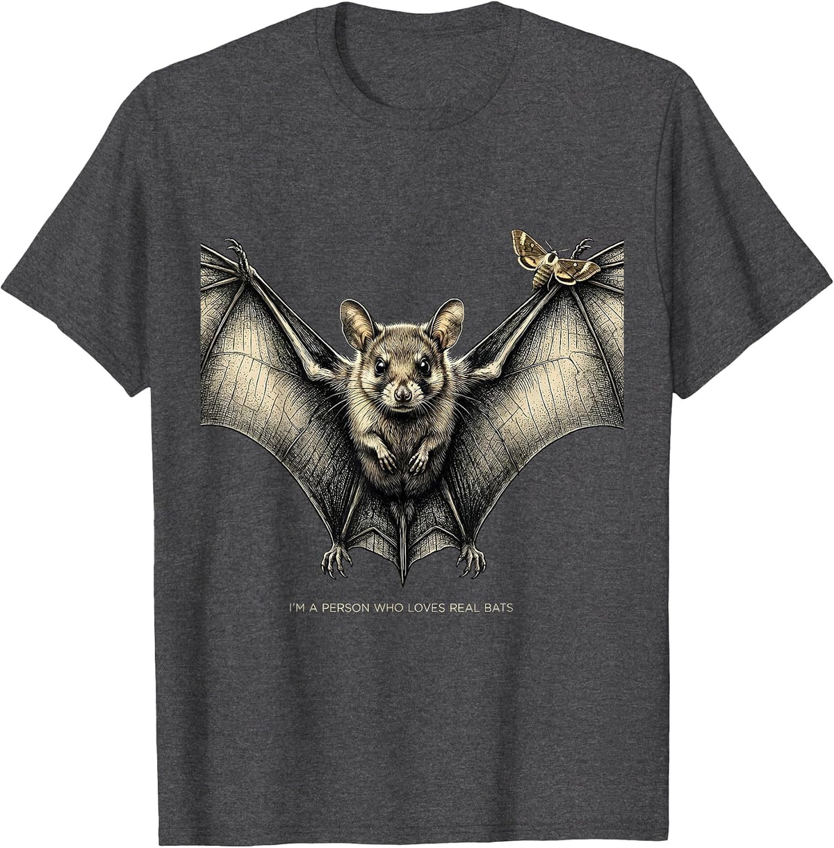 Men's I'm A Person Who Loves Real Bats Funny Bat Lover Halloween T-Shirt - Dark Heather Grey