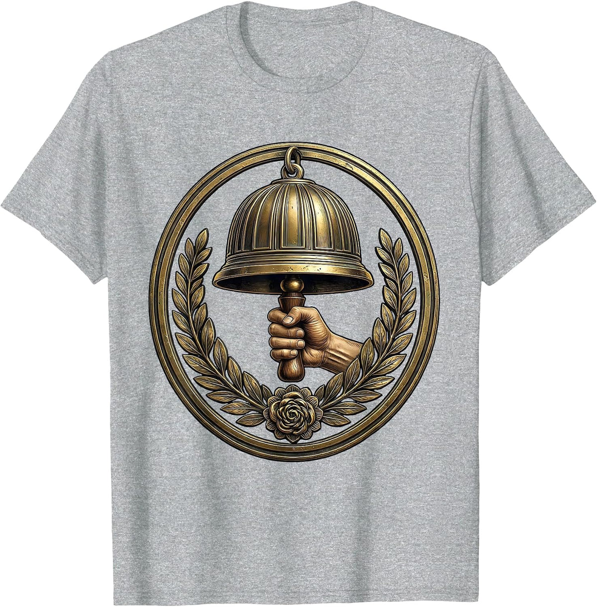 Men's Vintage Brass School Bell Graphic Design T-Shirt - Heather Grey