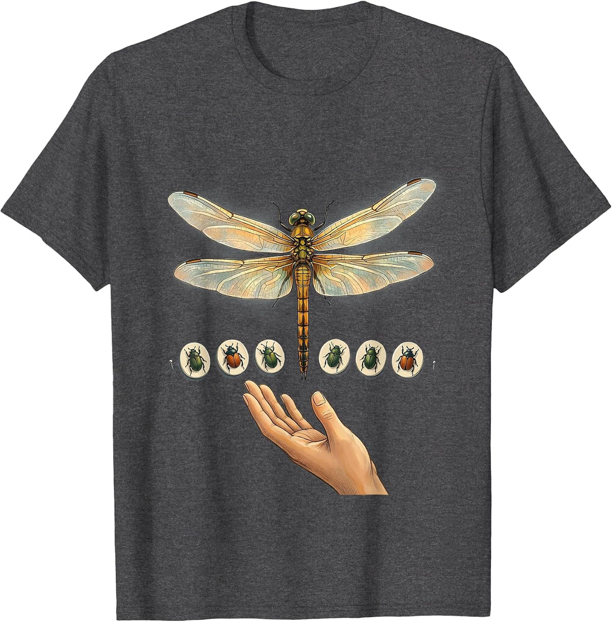 Damselfly Insect Bug Collector Entomologist Vintage Humor T-Shirt - Dark Heather Grey