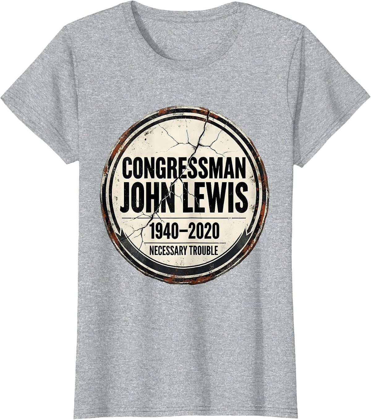 Women's Congressman John Lewis, 1940–2020 — Necessary Trouble T-Shirt - Heather Grey