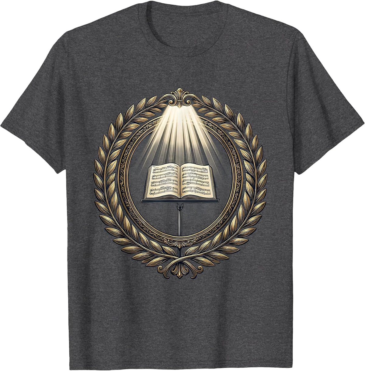 Music Stand Spotlight Music Teacher Graphic T-Shirt - Dark Heather Grey