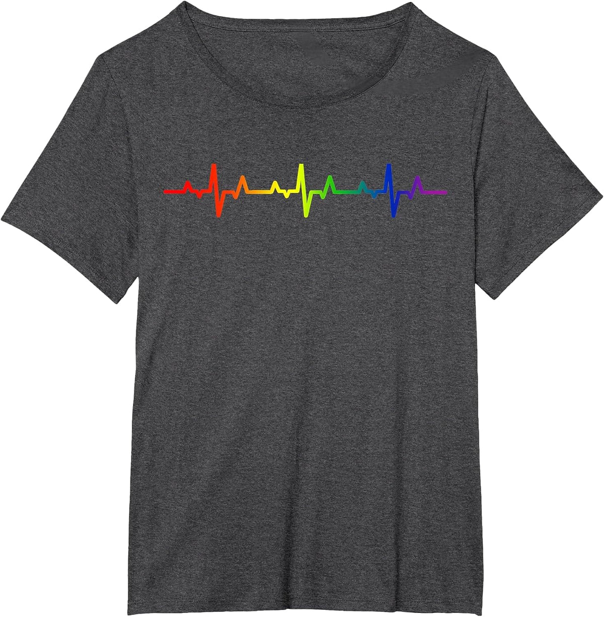 Gay Heartbeat Pride Rainbow Flag LGBTQ T-Shirt - Dark Heather Grey