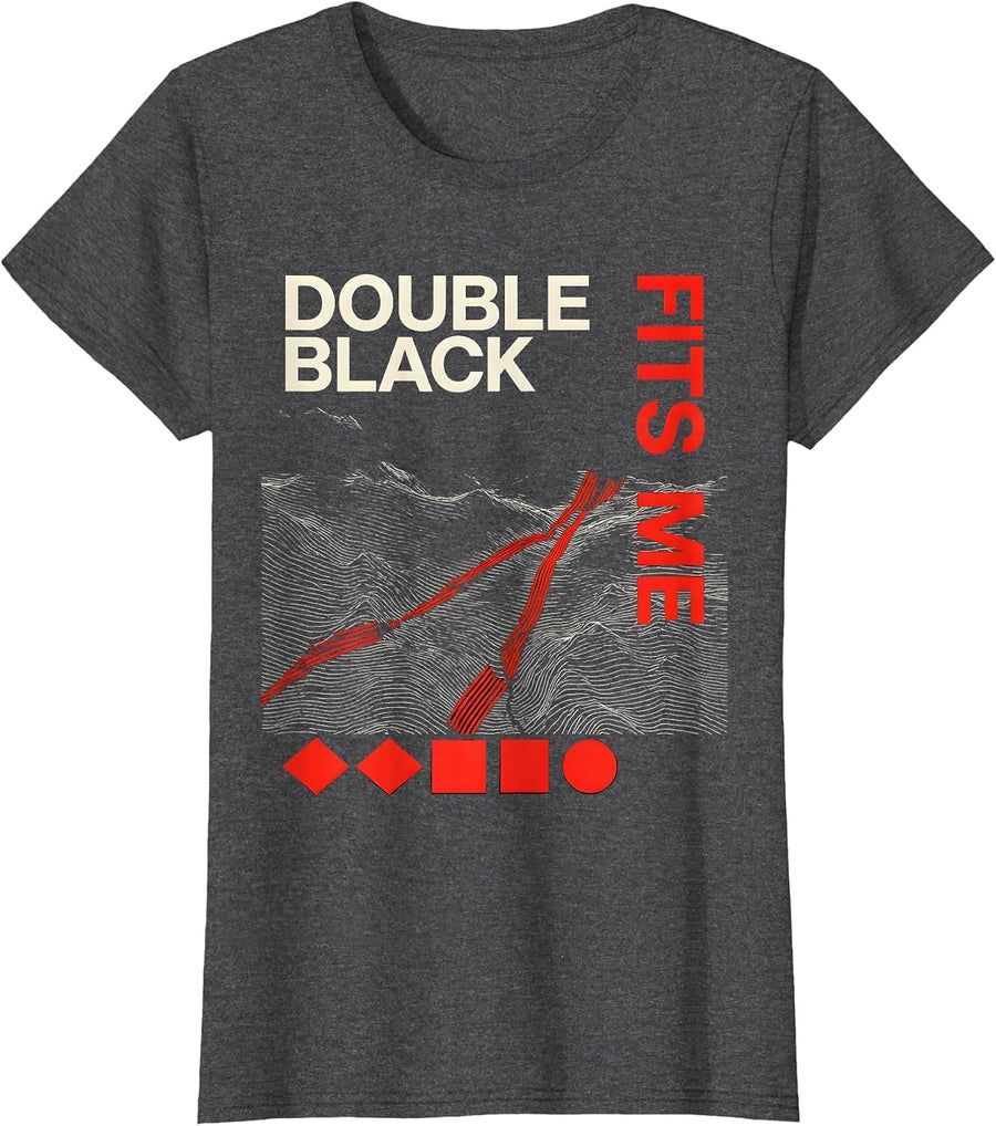 Women's Double Black Fits Me Funny Skiing Snowboarding Enthusiast T-Shirt - Dark Heather Grey